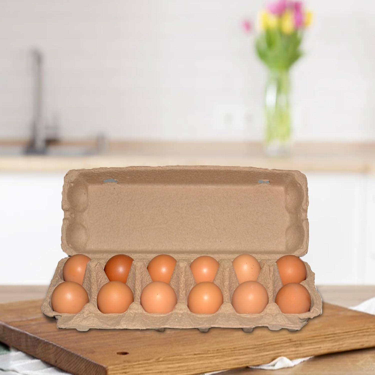 Egg Holder for Fridge 10Pcs Egg Holder Eco-Friendly Shockproof Paper Refrigerator Eggs Storage Paper Case for Kitchen (Brown)