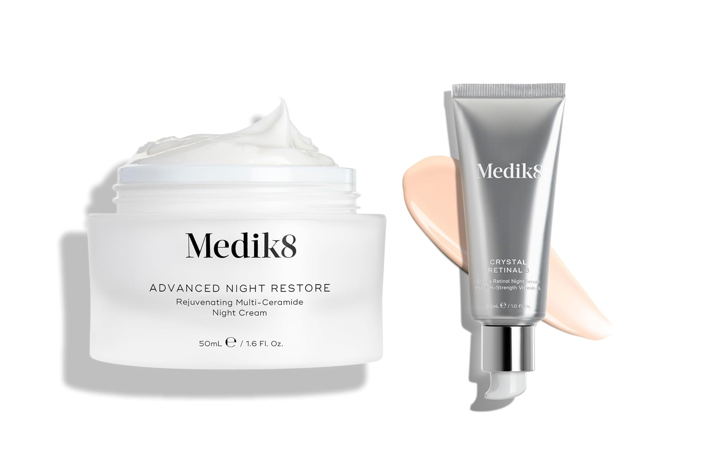 Medik8 Advanced Night Restore (50ml) & Crystal Retinal 3 (30ml) Verjüngende Multi-Ceramid Nachtcreme & Age-Defying Retinal Nachtserum
