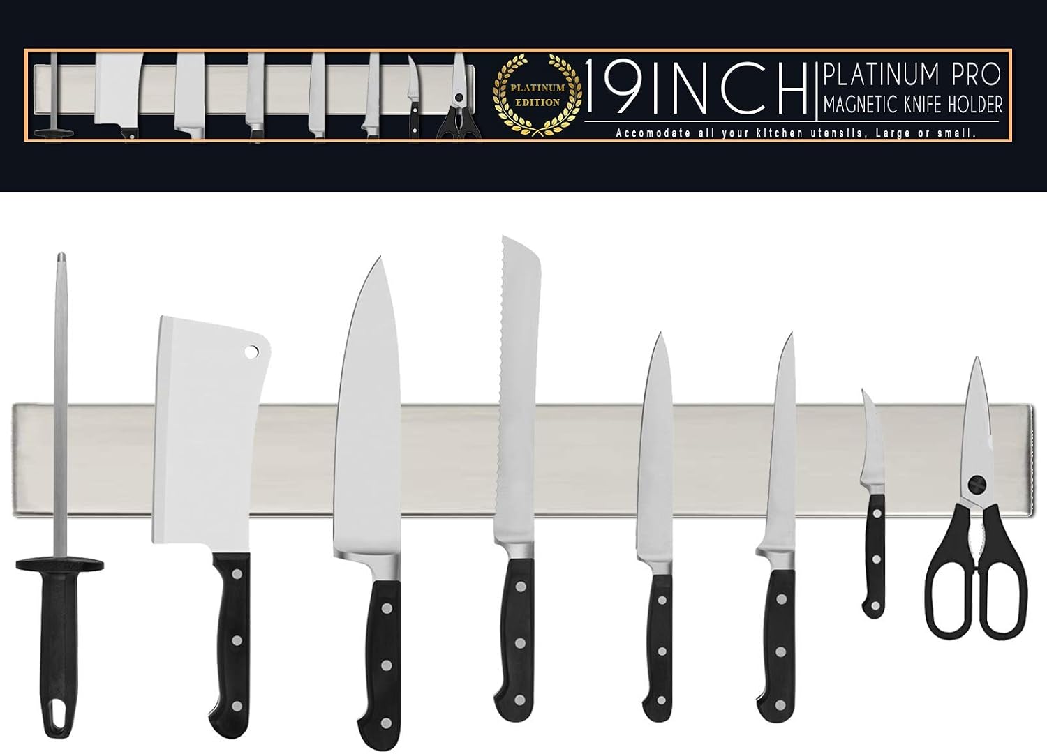 Magnetic Knife Holder for Wall | 16 Inch Suitable Stainless Steel Knife Tool Organizer for Kitchen | Magnetic Knife Strip, Use as Multipurpose Knife Rack Bar for Kitchen | Strong & Durable