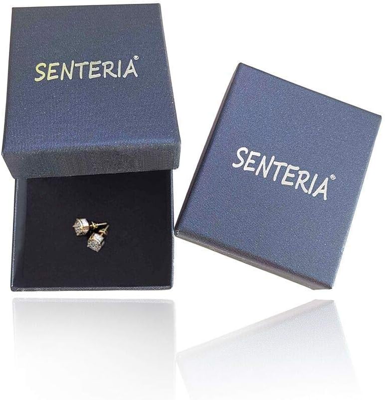 Iced Out Cubic Zirconia Screw Back 18k Gold Plated Round Stud Earrings For Men and Women Hypoallergenic Earring Micropave Hip Hop Jewelry SENTERIA - Image 6