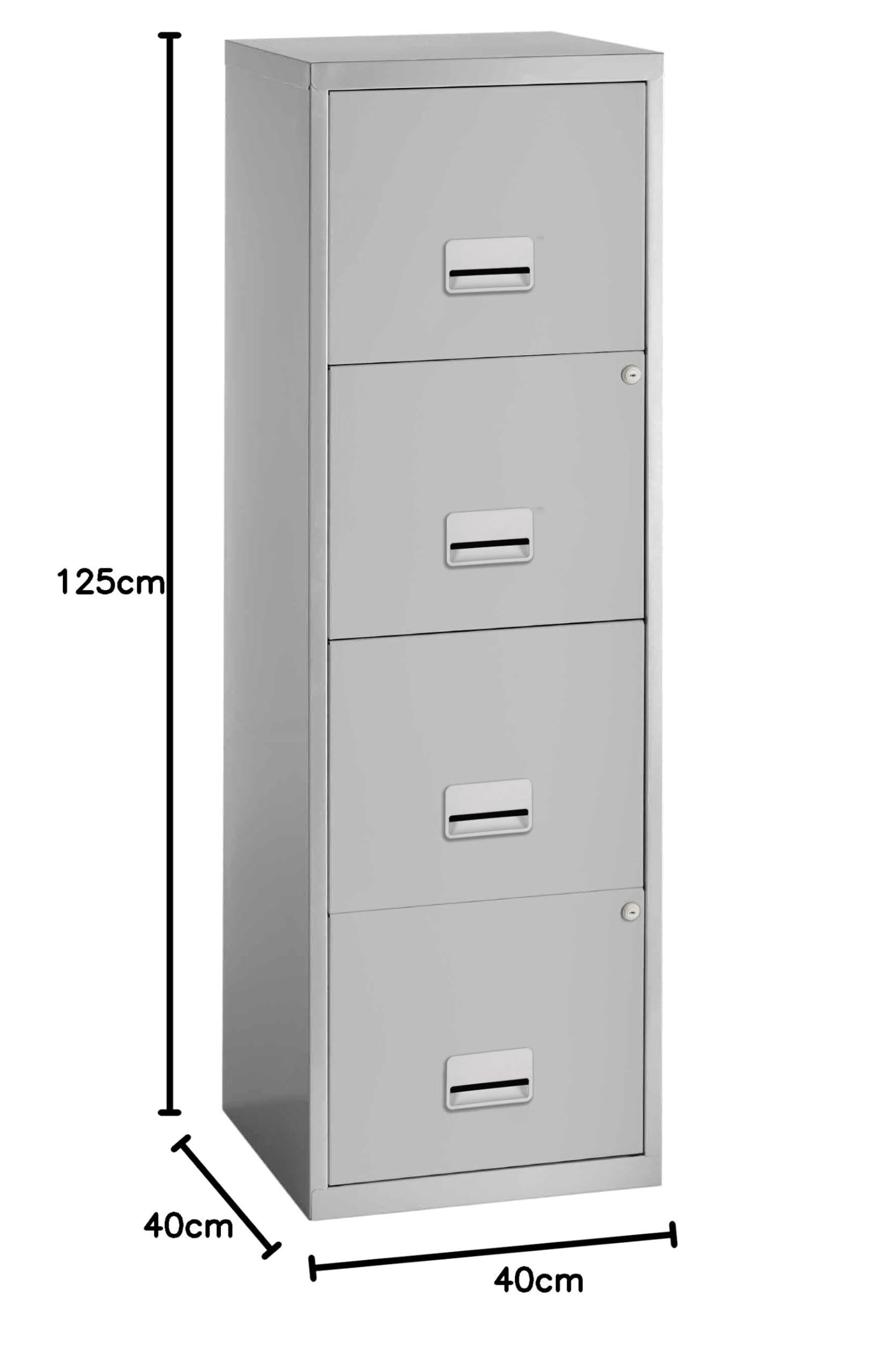 Pierre Henry Archivador metálico 4 cajones, Gris, 40 x 125 x 40 cm