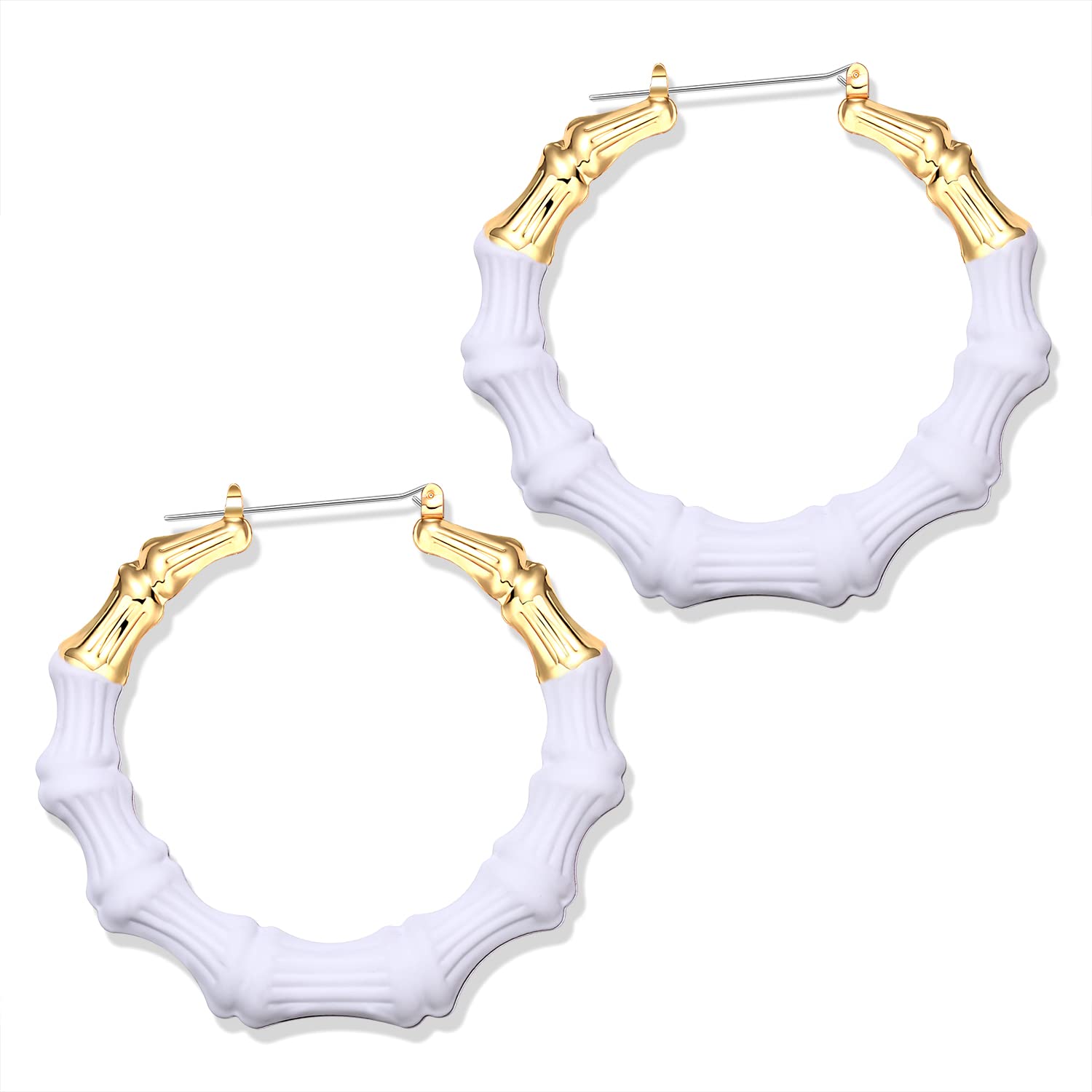 JERTOCLEBamboo Hoop Earrings for Women Hip Hop Bamboo Earrings Personalized Woman Hollow Bamboo Hoop Earrings Statement Bamboo Earrings Fashion Jewelry Gift