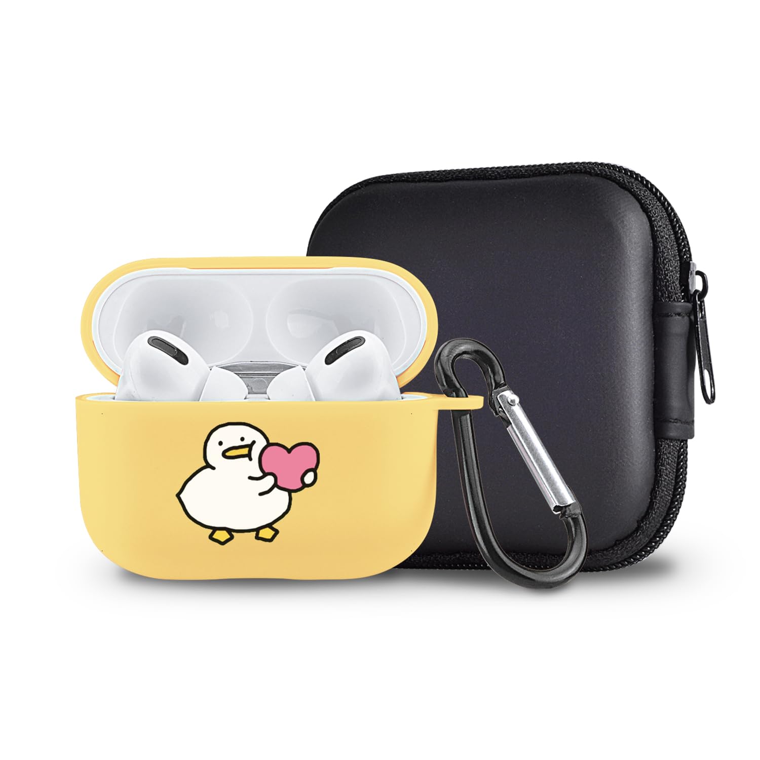 Cute Duck Case Compatible with AirPods Pro 2 with Keychain, Cartoon Animal Design Soft TPU Cover for AirPods Pro 2nd Generation Charging Case Smooth Protective Shell for Girl Women(Yellow)