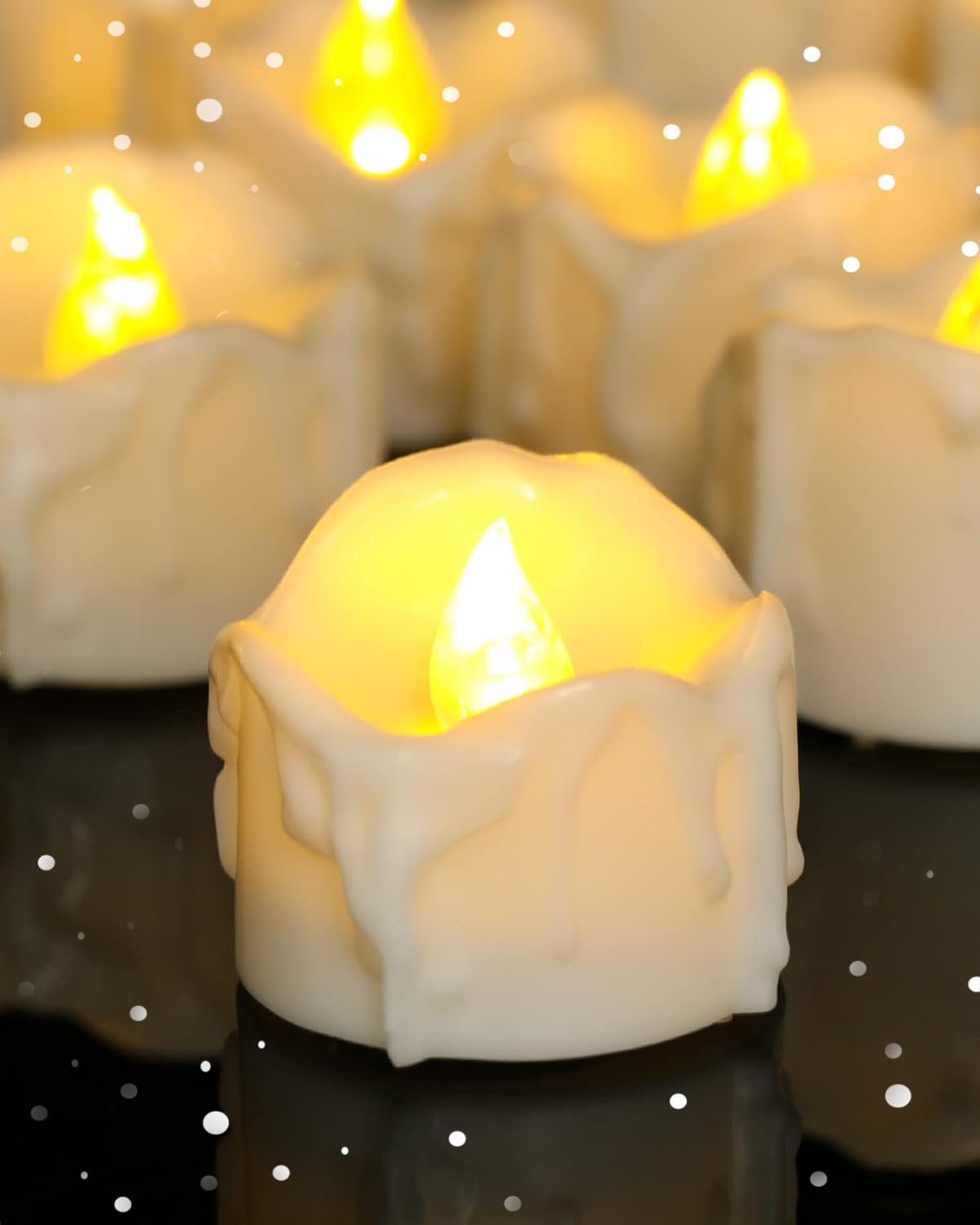 ONEIHOMM Valentine Tealights with Timer,Flameless Tea Lights Battery Operated, Warm White Flickering, Auto-On 6 Hours and Off 18 Hours Everyday,