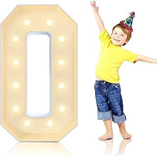 ANHUDOR 4FT Marquee Light Up Numbers Pre-Cut Kit for Birthday, Anniversary, Graduation Party Decorations - Giant Marquee Numbers 1, Mosaic Numbers for Balloons, Easy to Assemble (Number 0)