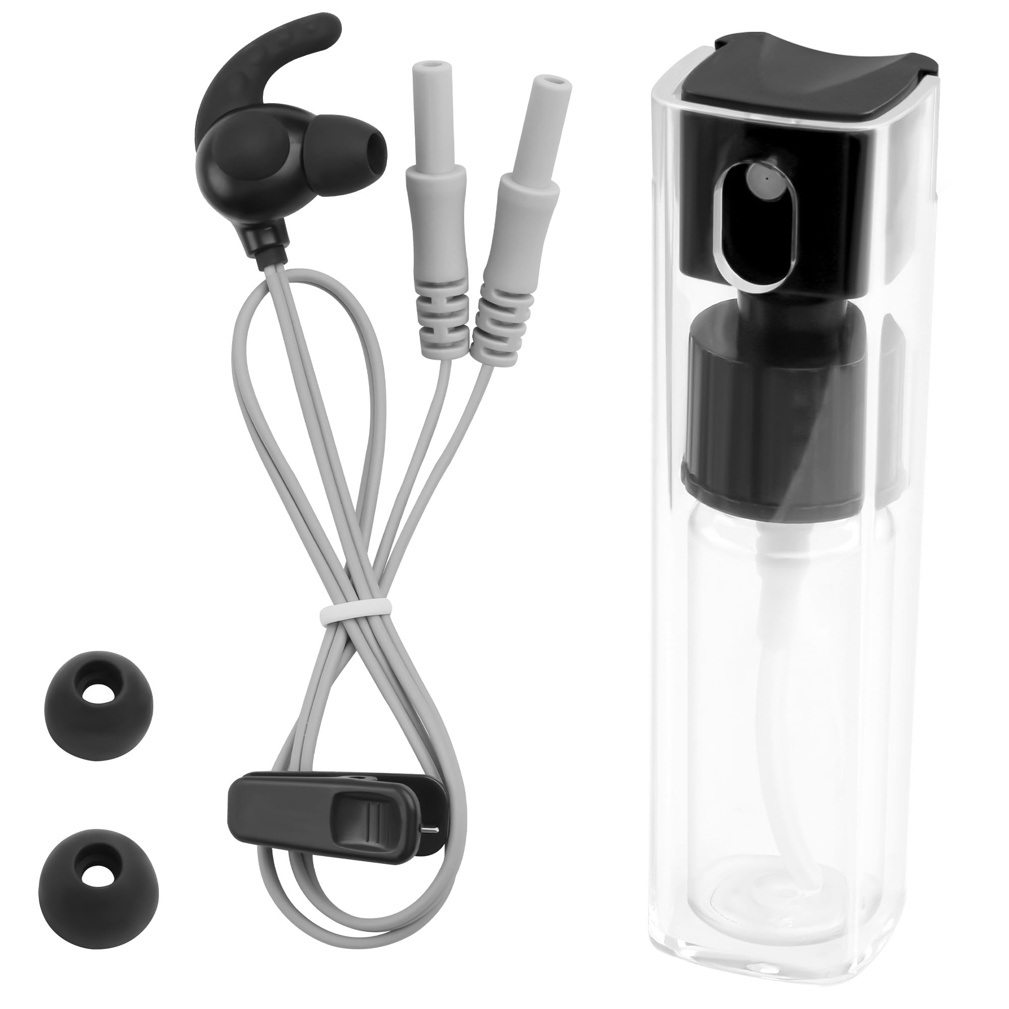 Estimulación del nervio vago con tapón auricular para conector de pin hembra de 2.0mm con botella de spray y 2 puntas reemplazables para auriculares, compatible con AVNS y TaVNS 0.35M
