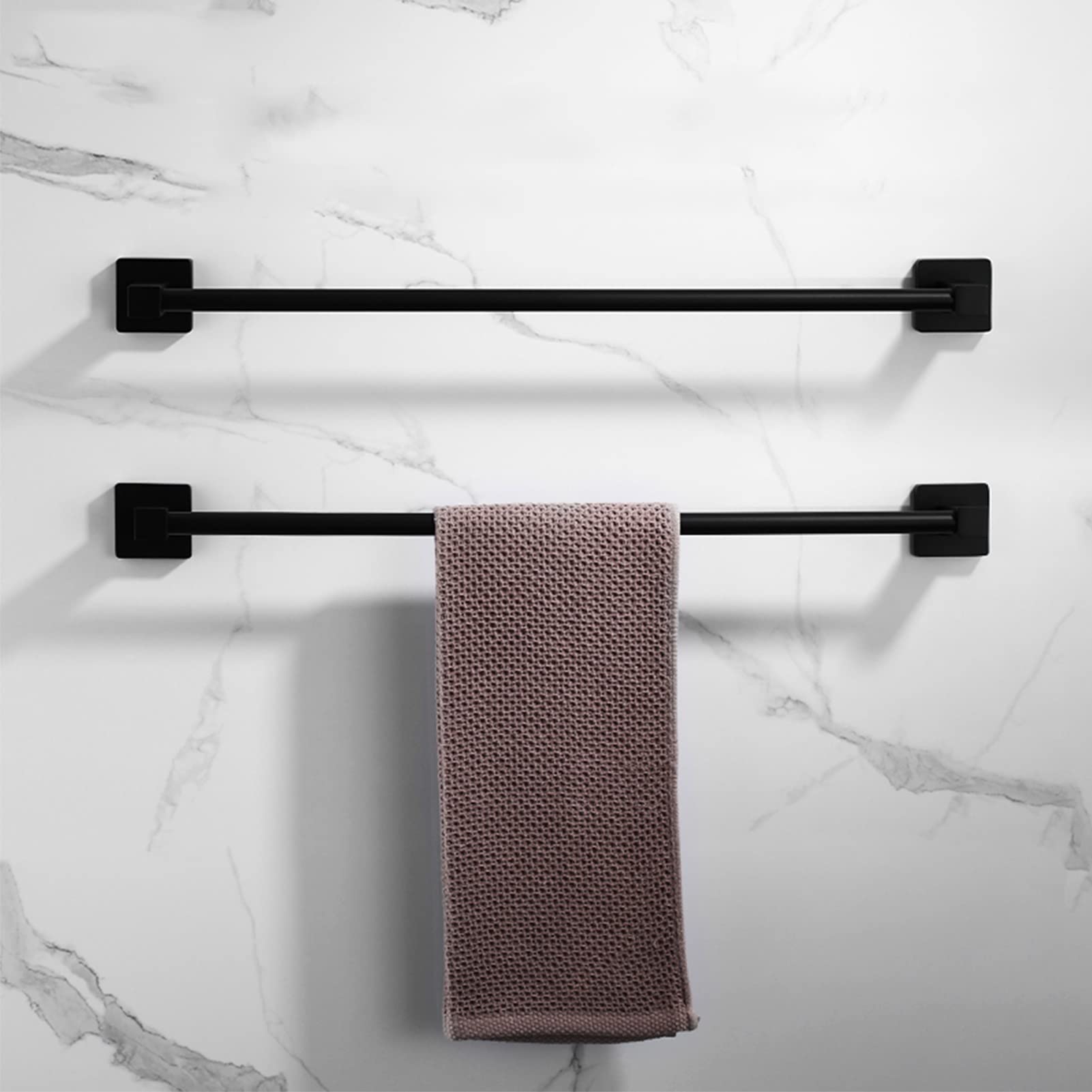 Portasciugamani singolo in acciaio inox nero per bagno e cucina, 30 cm, con finitura opaca e dettagli cromati