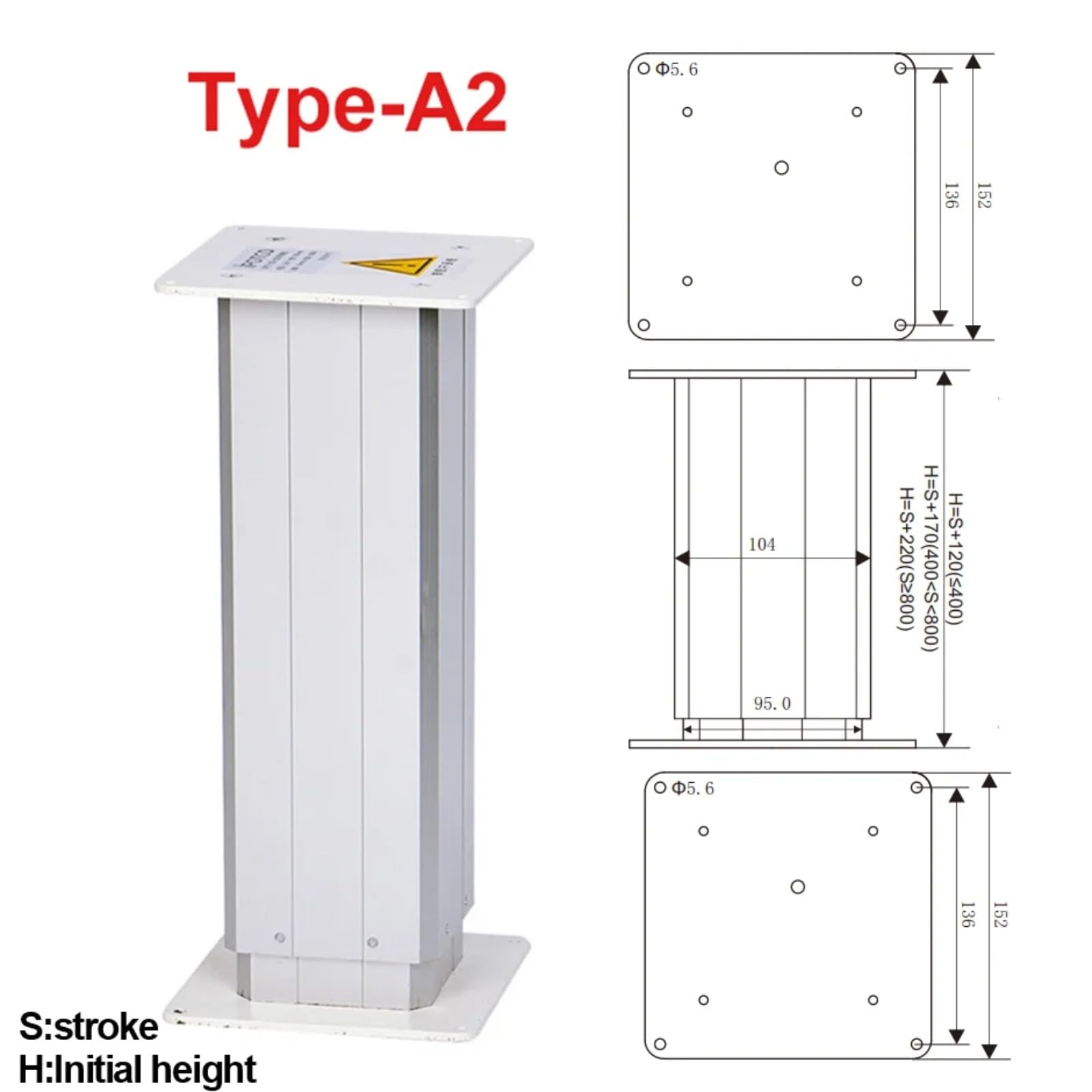 Hebe Säule 2500N DC24v Motor Tatami Wohnmobil verstellbare Höhe Tisch linearer Aktor(1100mm Itinerary; 20MMS 600N; A2-DC24V-HALL)
