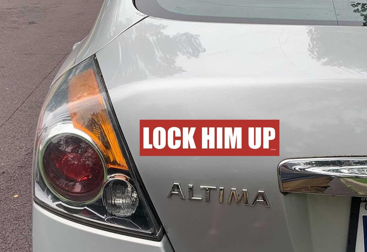 Gear Tatz - Lock HIM UP - Political Car Magnet - 2.75 X 9.75 inches - Professionally Made in The USA - Magnetic Car Decal