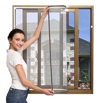 Shyam Enterprises Window Mosquito Mesh Stitched Net Screen with Hook & Loop Tape and Polyester Edge Fabric (Grey) (8 x 8)