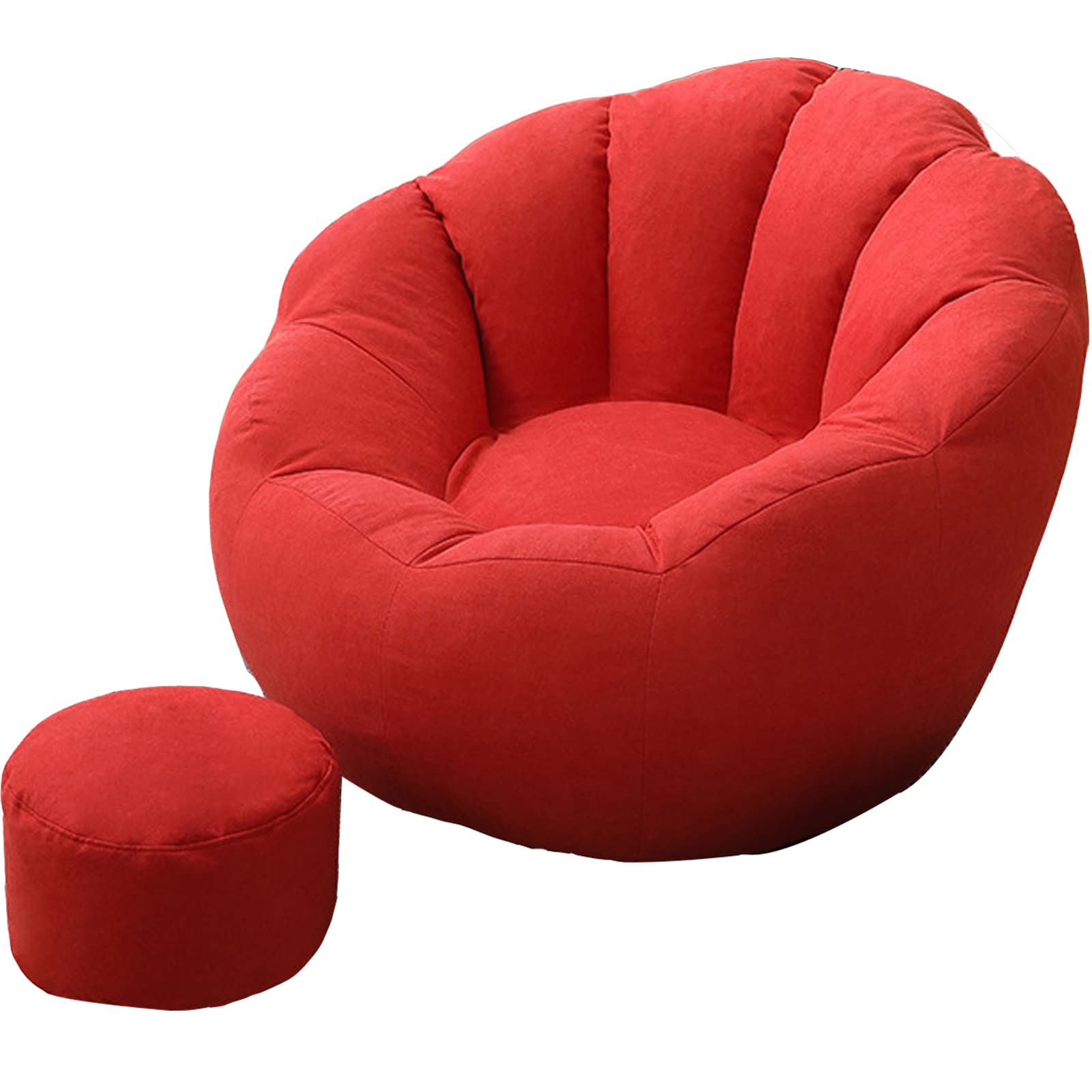 Amsg Puff Pera Redondo Grande, Ergonómico Y Moldeable, Sofá Redondo Ideal para Salón Y Habitación Suave Y Cómodo Sofá Perezoso para Adultos Y Niños,Rojo,95x95x75cm