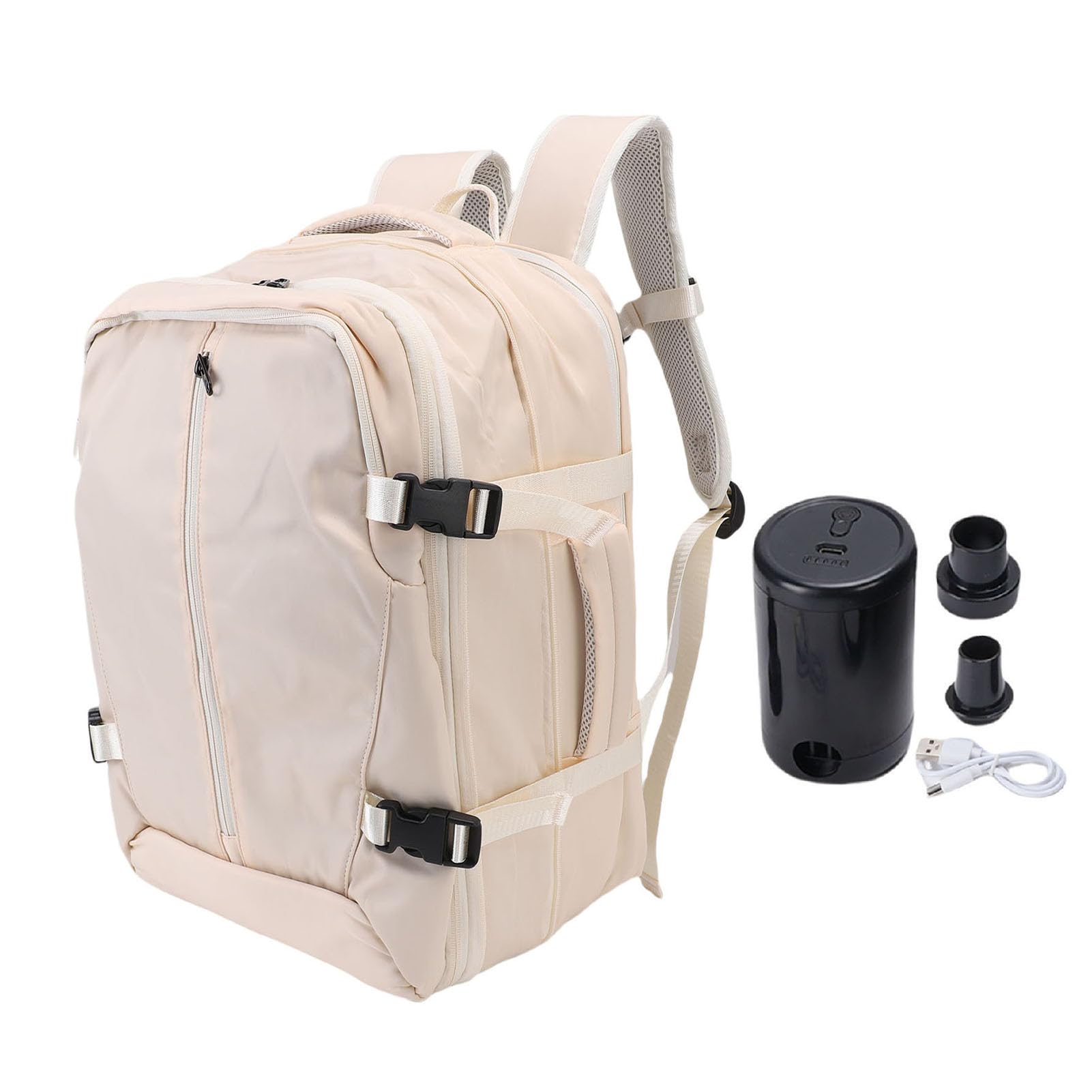 Alomejor Zaino a Compressione Sottovuoto Impermeabile Espandibile con Scomparto per Laptop per Viaggiatori D'affari, 36-55 Litri (Beige)