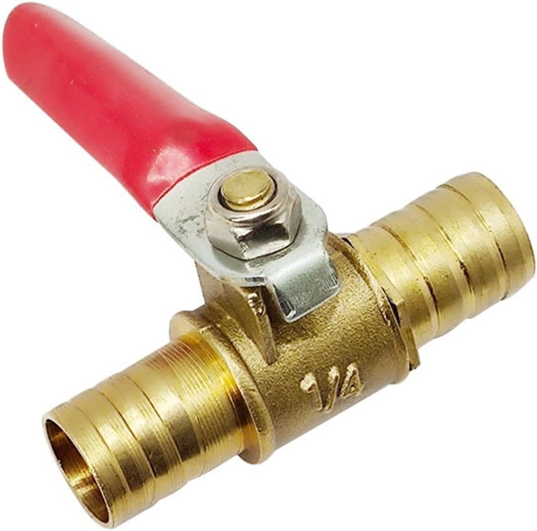 1PCS 6mm 8mm 10mm 12mm Hose Barb Inline Brass Water Oil Air Gas Fuel Line Shutoff Ball Valve Pipe Fittings Connector Controller(12mm)