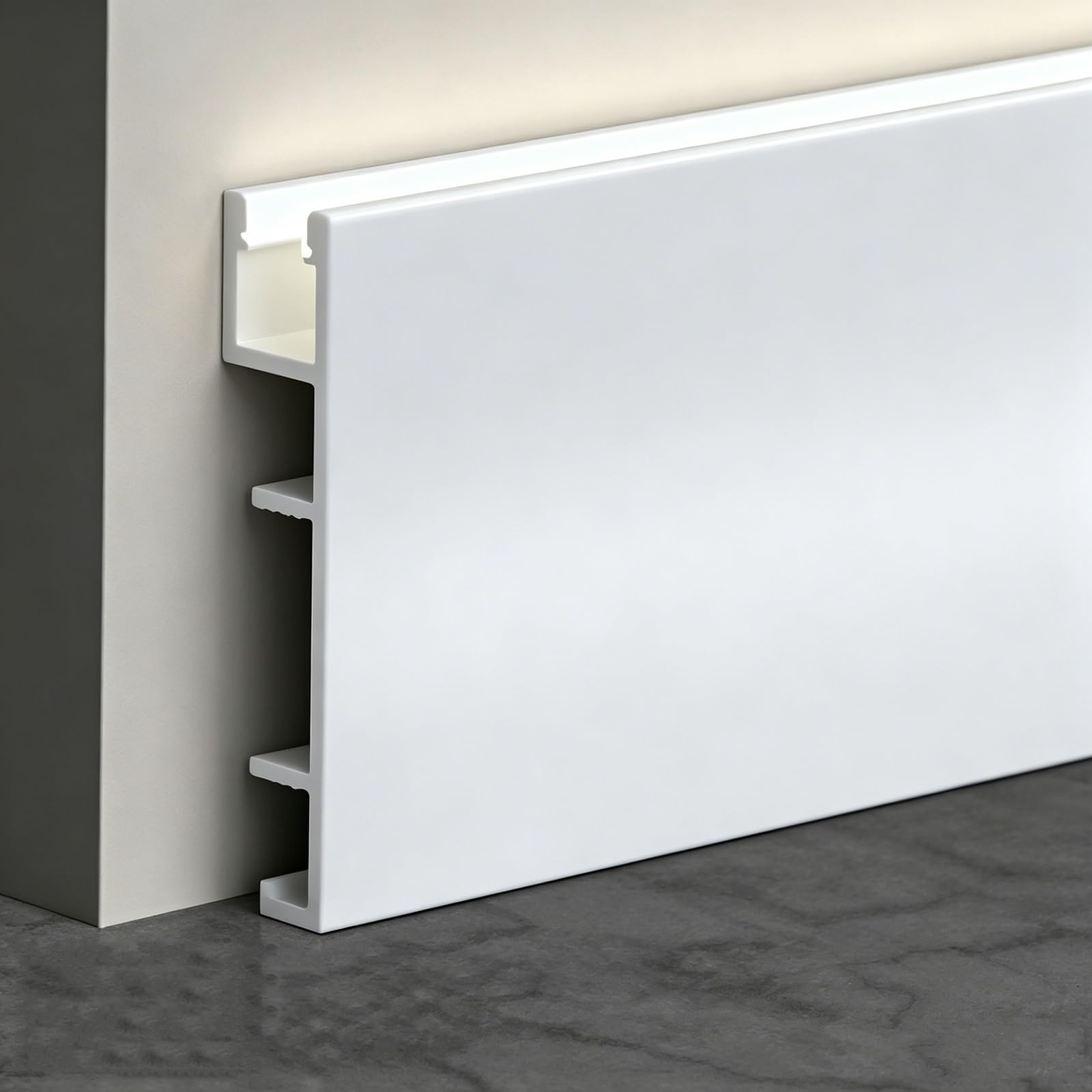 Aluminum Baseboard Trim, 4 5 8 Cm High Rust Resistant Bathroom Skirting Board with Led Channel for Wall & Floor Protection, Floor Molding(B 8cm/3'',2.4m/7.9ft)
