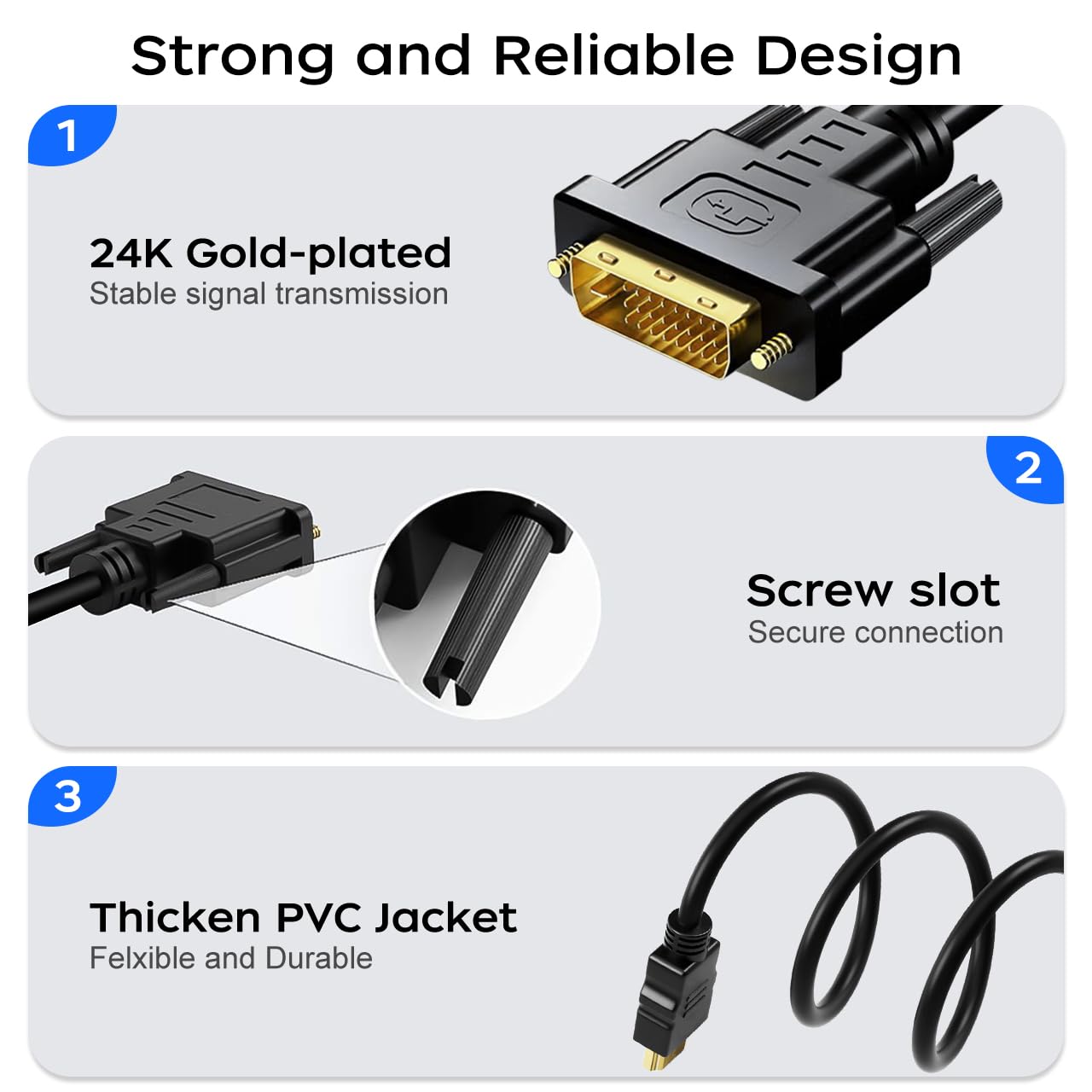 Kabel przejściowy HDMI A na DVI 1,8 m, 2 sztuki, dwukierunkowy kabel 1080 DVI-D na HDMI męski na męski, pozłacany kabel HDMI na DVI do Raspberry Pi, Roku, X-Box One, PS3/4/5, karta graficzna