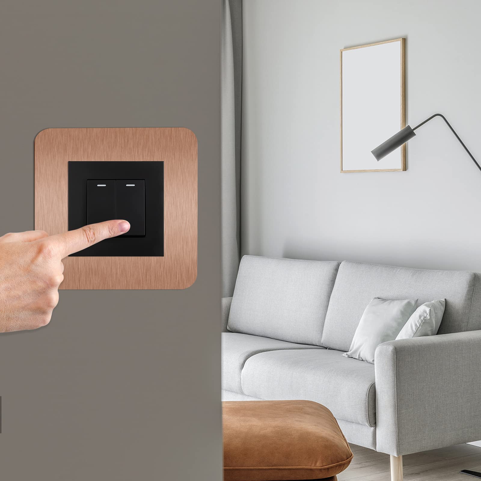 Lot de 4 plaques de protection pour interrupteur, cadre d'interrupteur, revêtement autocollant pour interrupteur, décoration murale pour interrupteur mural (platine, 8,5 cm)