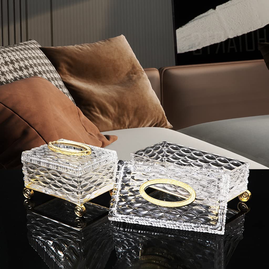 Moderne Tissue Box Tücherbox Organizer Crystal Creative Tissue Box Dekorative Papierbox Kosmetiktuchhalter Für Die Küche Und Das Esszimmer Kosmetiktücherbox(L)