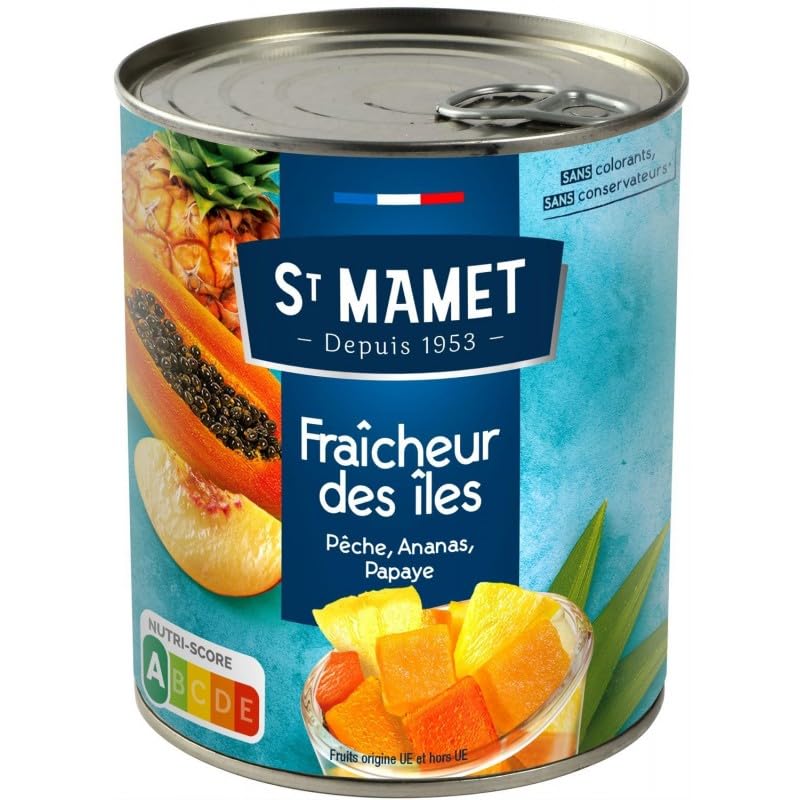 Fraîcheur des Iles ST MAMET - Les saveurs exotiques dans un pot de 475g pour les amateurs de fruits au sirop - Le Lot De 3