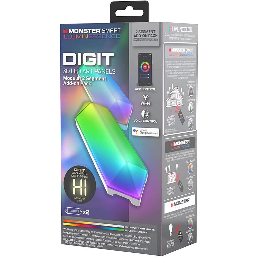 Amazon.com: Monster MLB71039RGB Digit Add-On Pack0150; Smart Modular 3D LED  Art Panels, Multicolor : Tools & Home Improvement