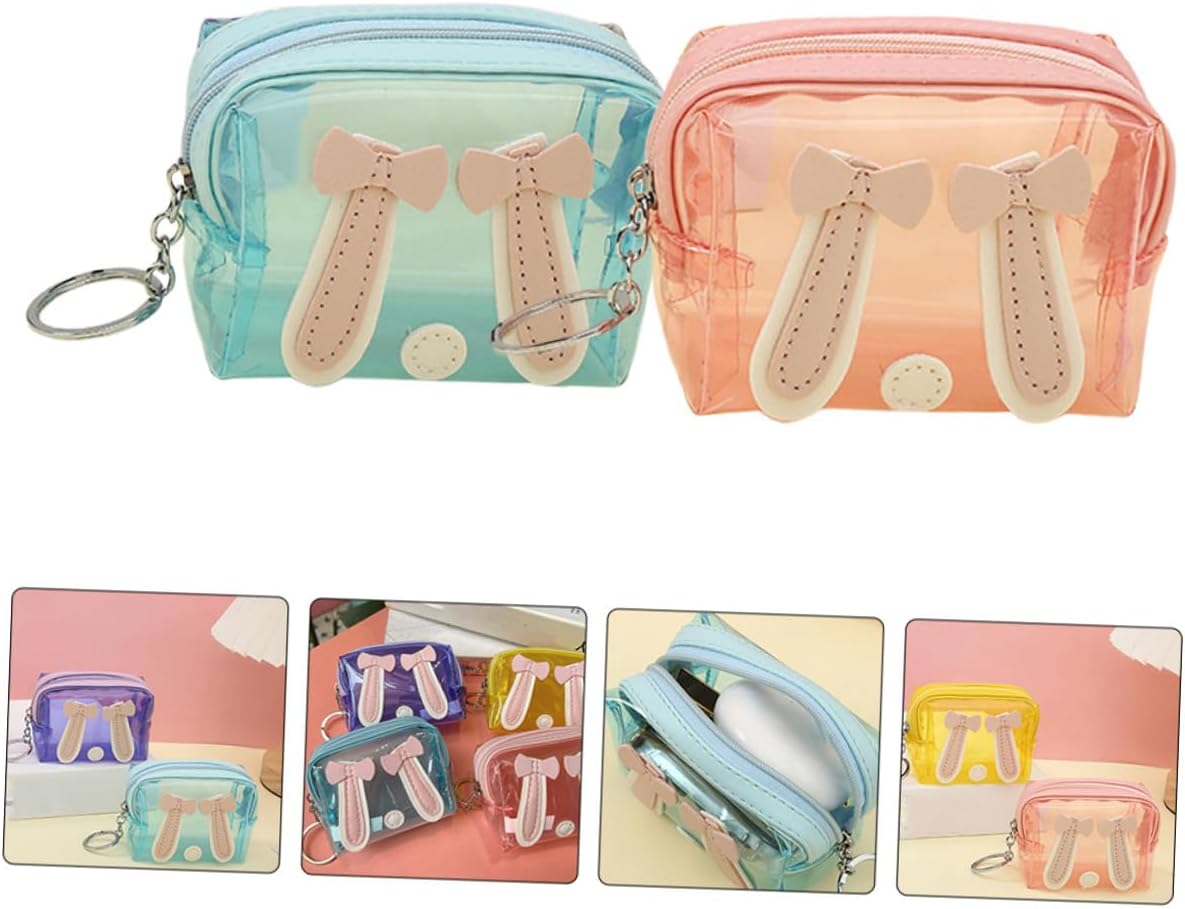 2pcs Keychain Wallet Coin Pouch for Small Portable Change Bag Mini Coin Purse with Key Ring Suitable for Students and Everyday Use Random Color
