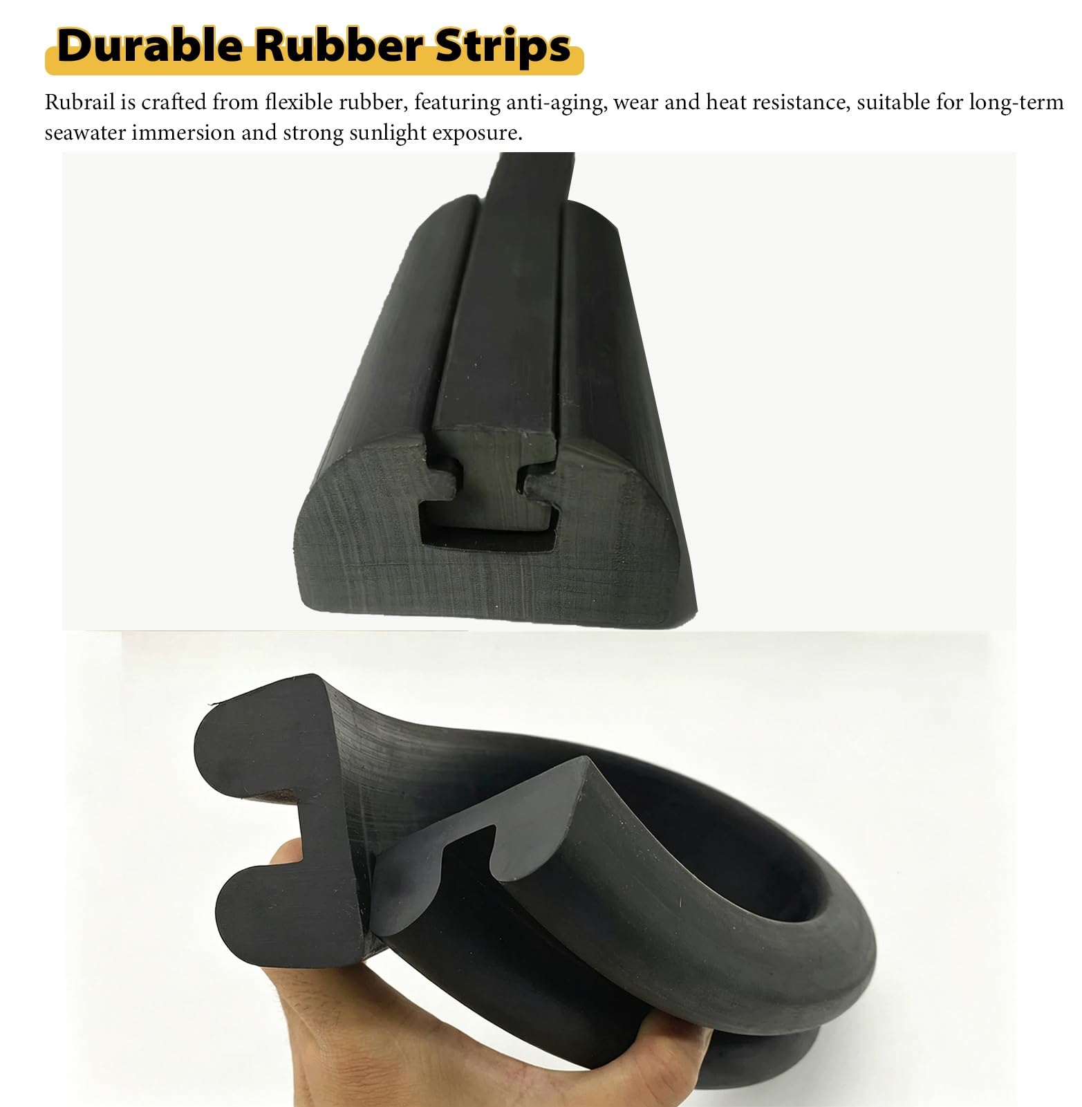 Inserto in gomma per barche, bordo dello scafo resistente alle intemperie per pontoni e kayak, striscia parafango flessibile, paraurti a vite nascosta, 19 m, larghezza 4,5 cm