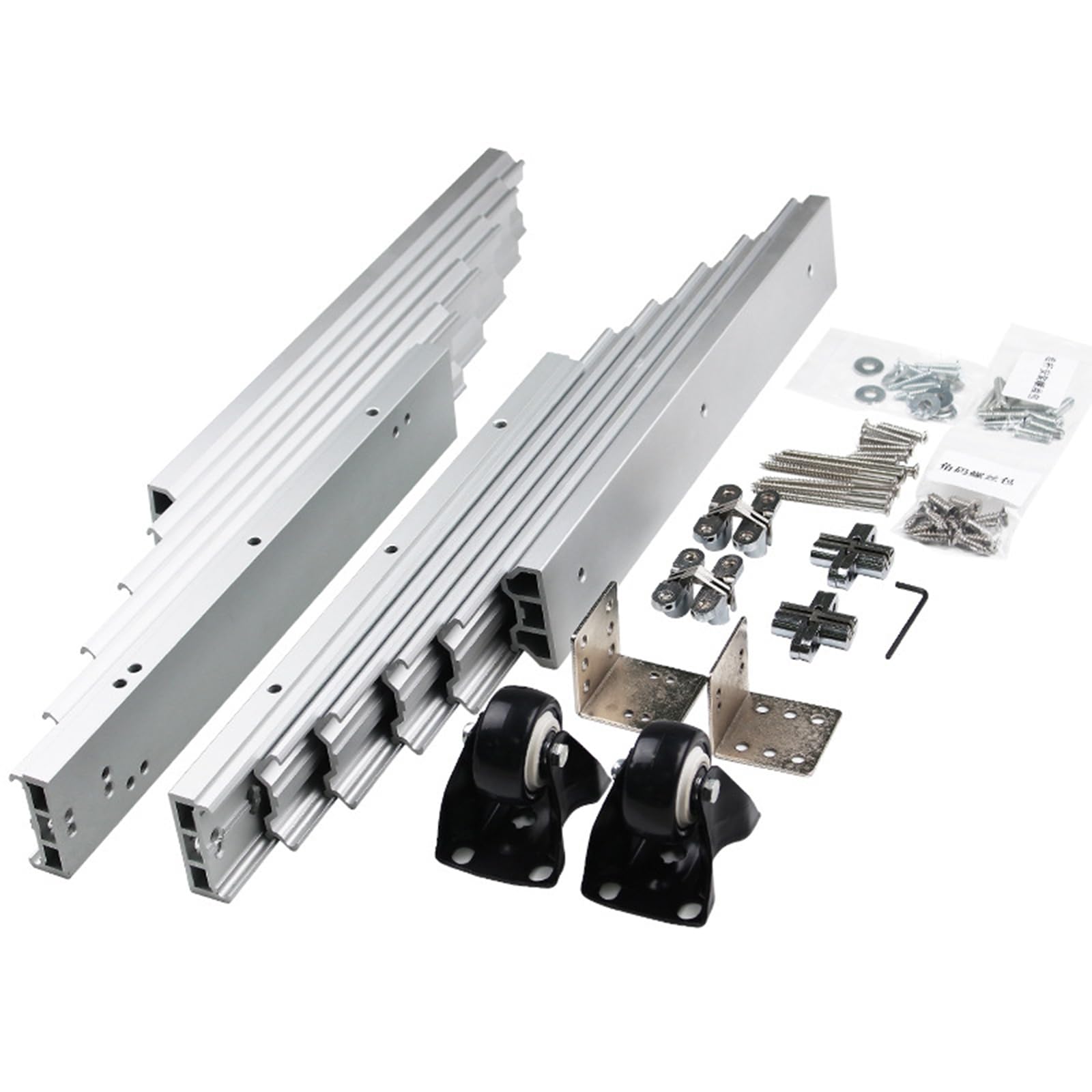 Yidubid Silver Full Extension Table Slide Aluminum Drawer Slides Rail, 3 Sizes Telescopic Cabinet Table Guide Rail Hinge Hardware For Table Kitchen Countertop ,1270Mm
