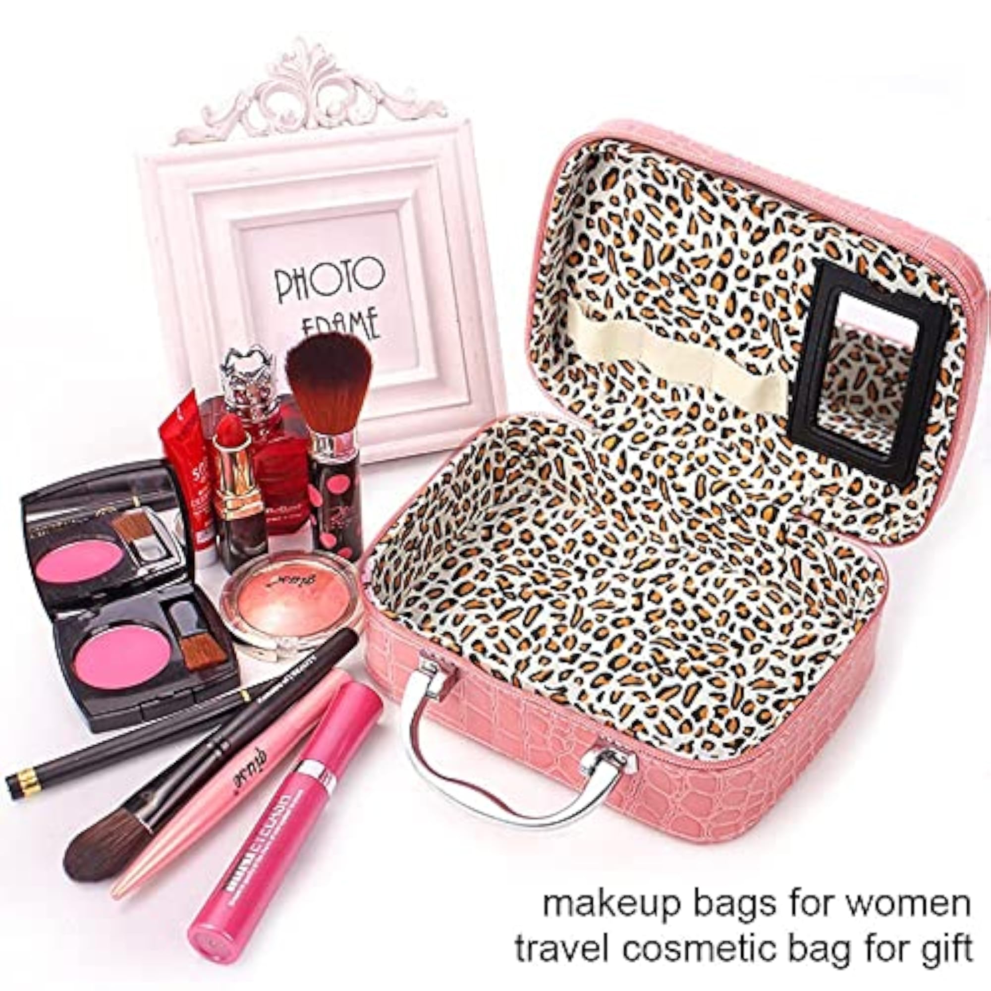 Multicolor Crocodile Pattern Cosmetic Case, Travel Organizer