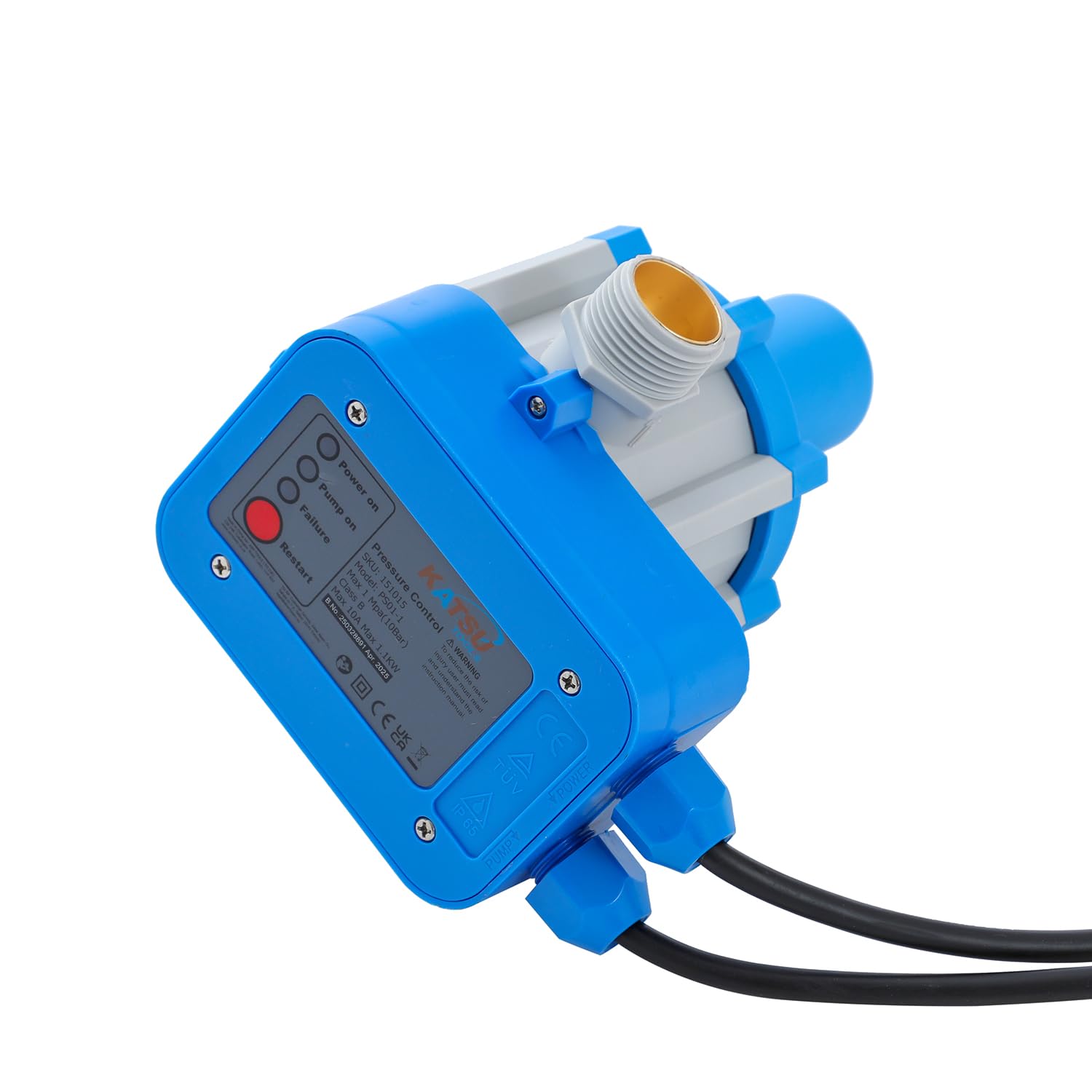 KATSU Commutateur de Contrôle de Pression de Pompe à Eau Automatique, Contrôleur de Pression électronique pour Pompes à Vortex et de Jardin, Pompe à Eau Propre 151015