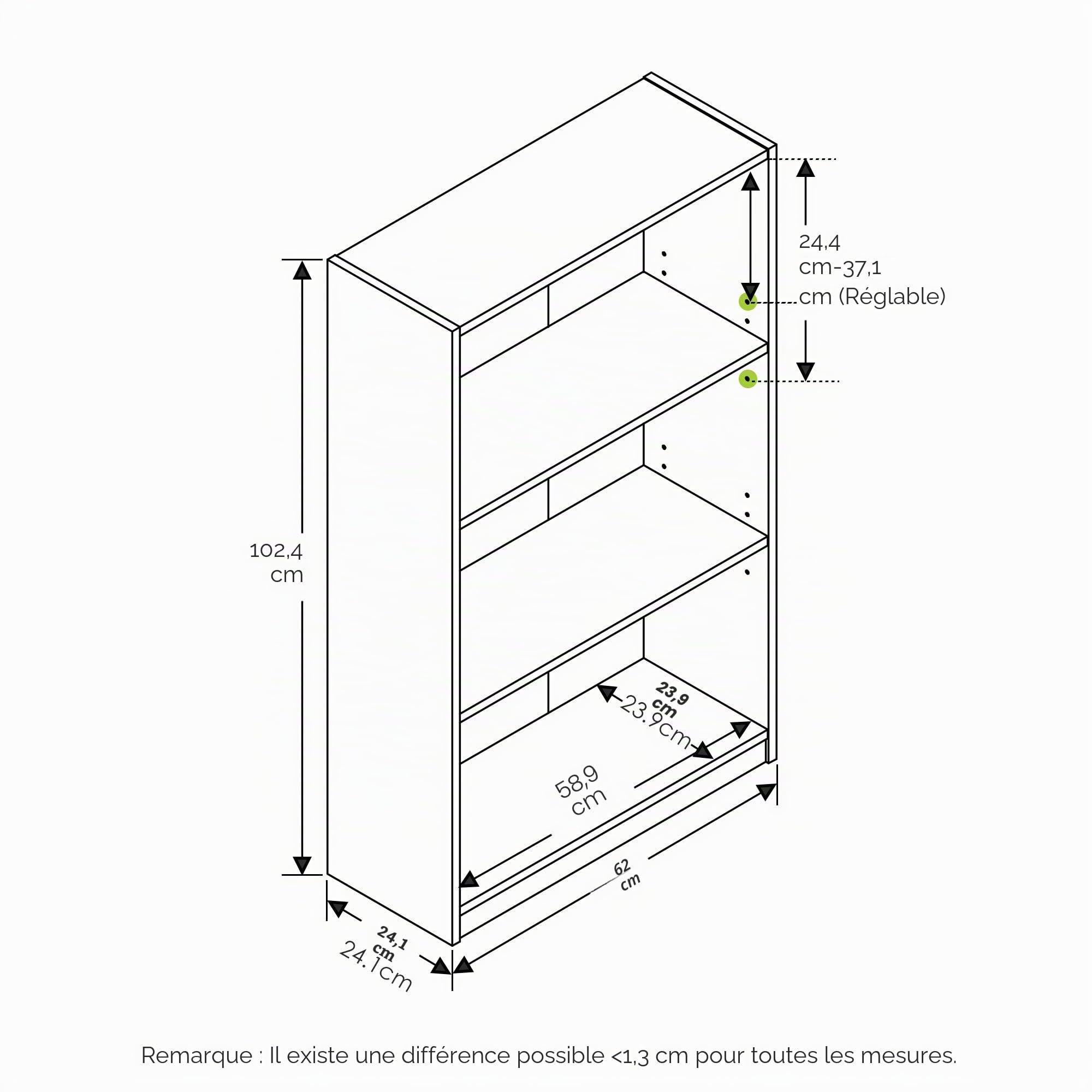 Furinno Bibliothèques, Bois, Blanc, Taille Unique, dense, One Size, 3 niveaux