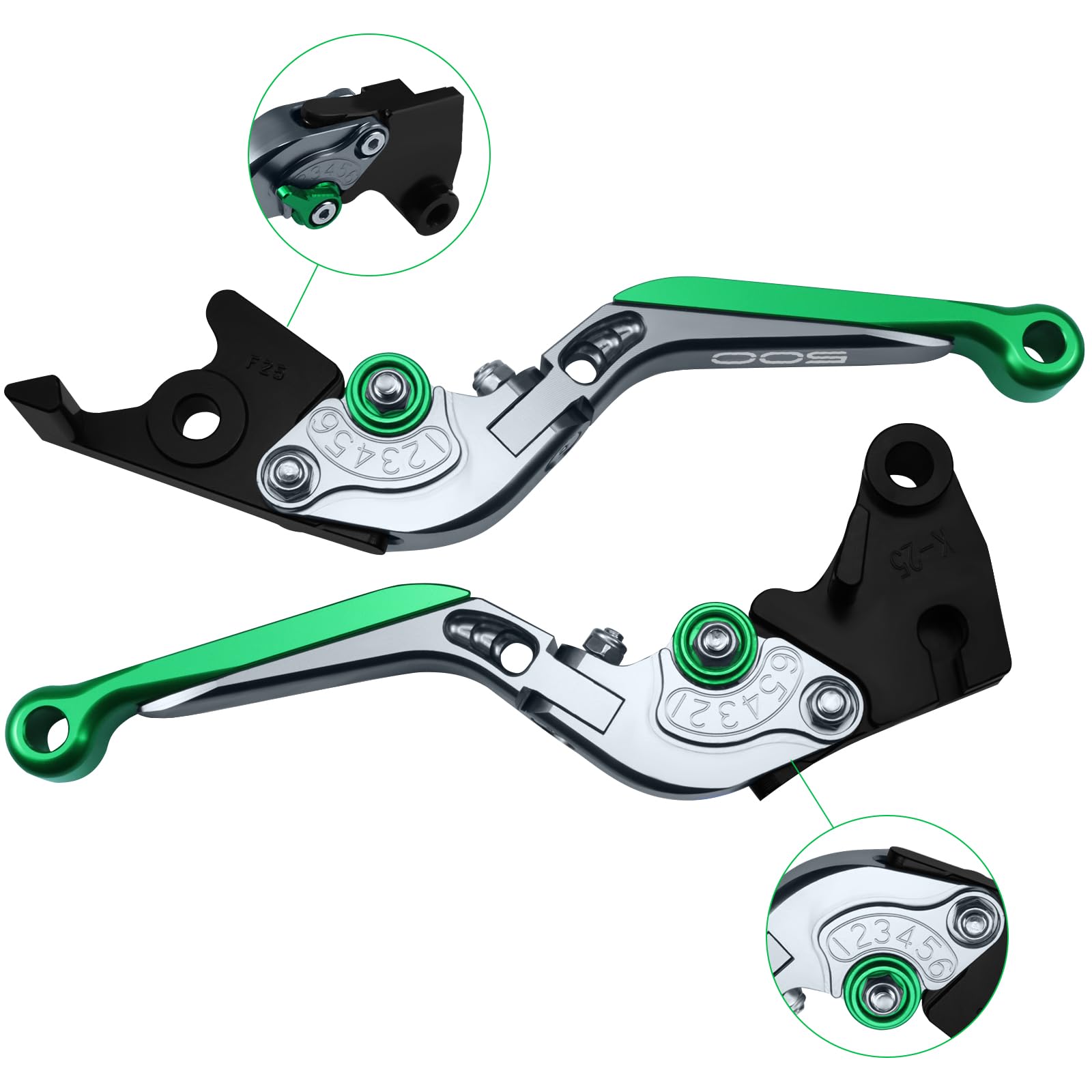 Set di leve per frizione e freno regolabili, per moto Kawasaki NINJA500 Ninja 500 Z500 Z 500 SE 2024 2025 (verde)