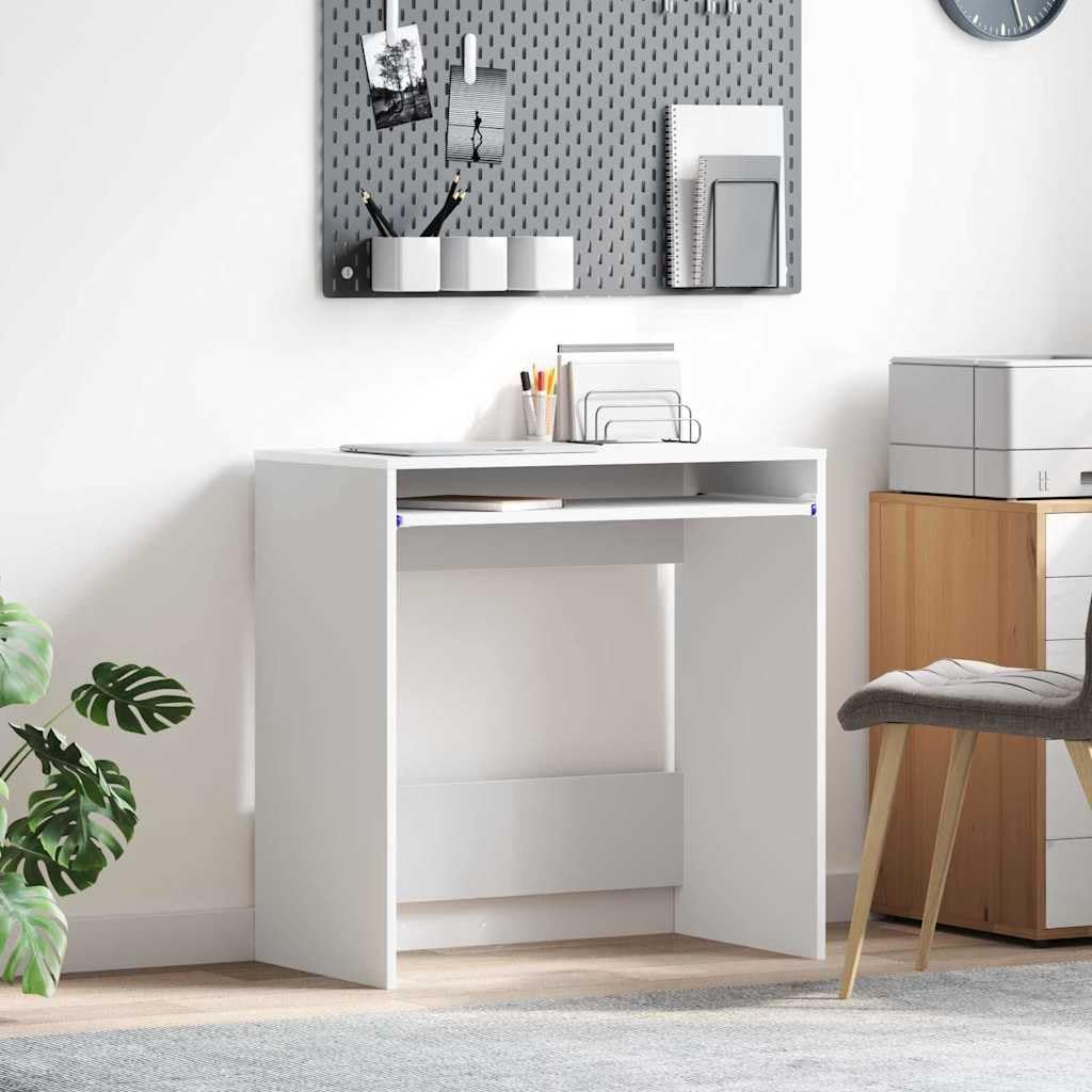Computertisch Home Office Schreibtisch Holzwerkstoff 77,5 x 43 x 79 cm mit Regalbrettern und strukturierter Oberfläche, Stabiler Rahmen für Bürogeräte, pflegeleicht