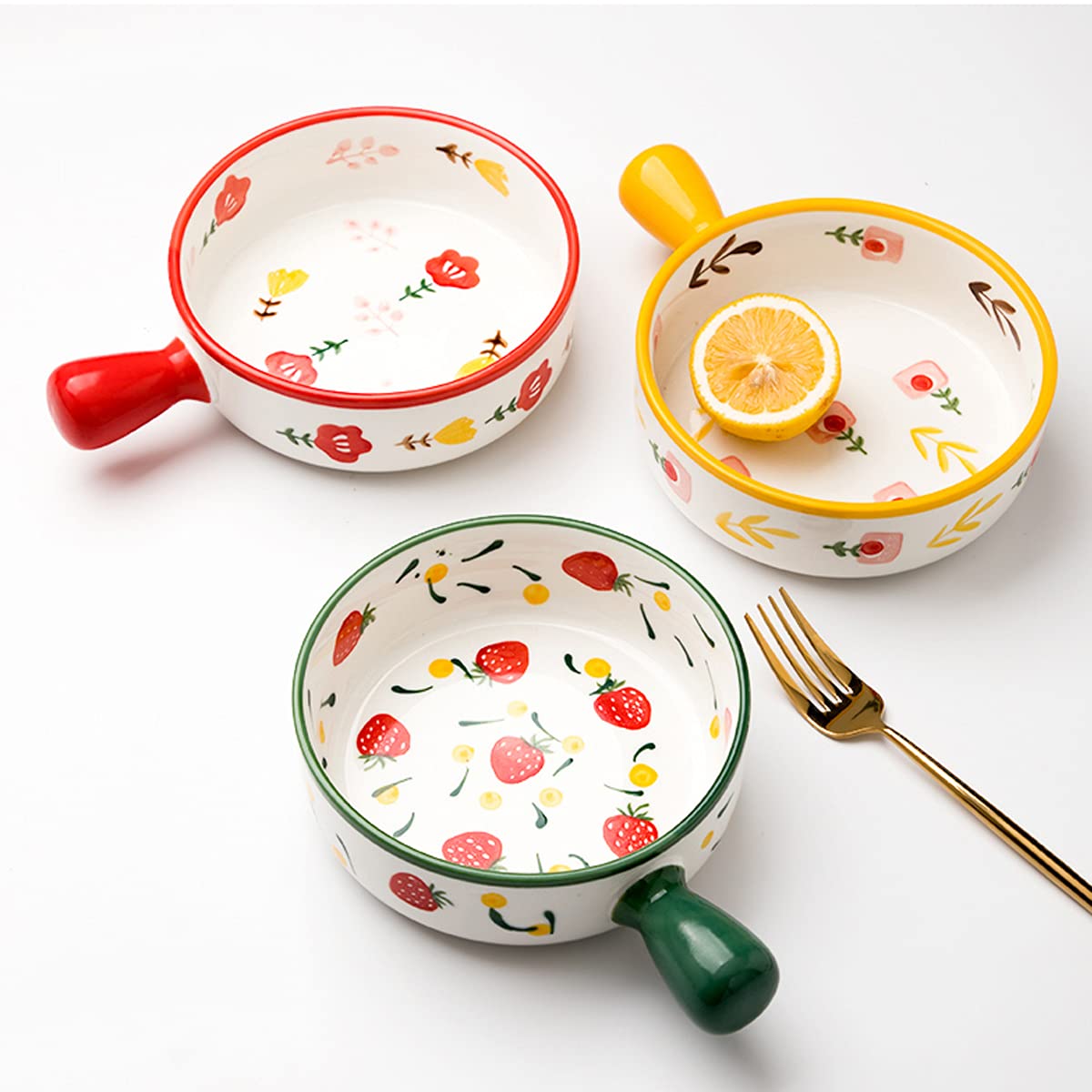 Naczynia do pieczenia, blacha do pieczenia z uchwytem, ​​porcelana z pojedynczym uchwytem Naczynia do pieczenia Okrągłe naczynia do pieczenia Miska do gotowania Kuchnia Ciasto Śniadanie Obiad Zastawa