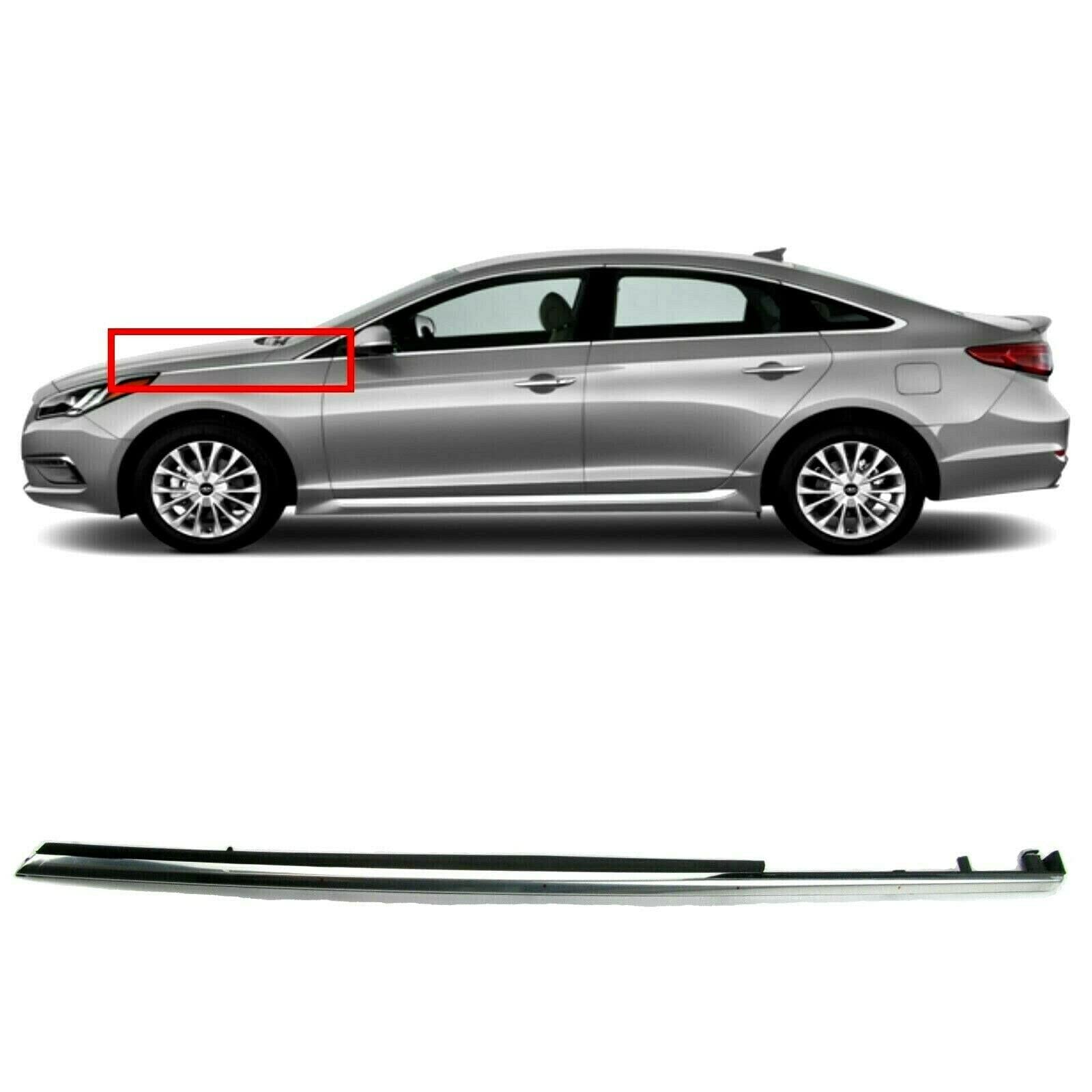Front Left ABS Chrome Fender Trim Molding Garnish Fits for 15-17 Hyundai Sonata, Replaces OEM 87771-C1000, 75137