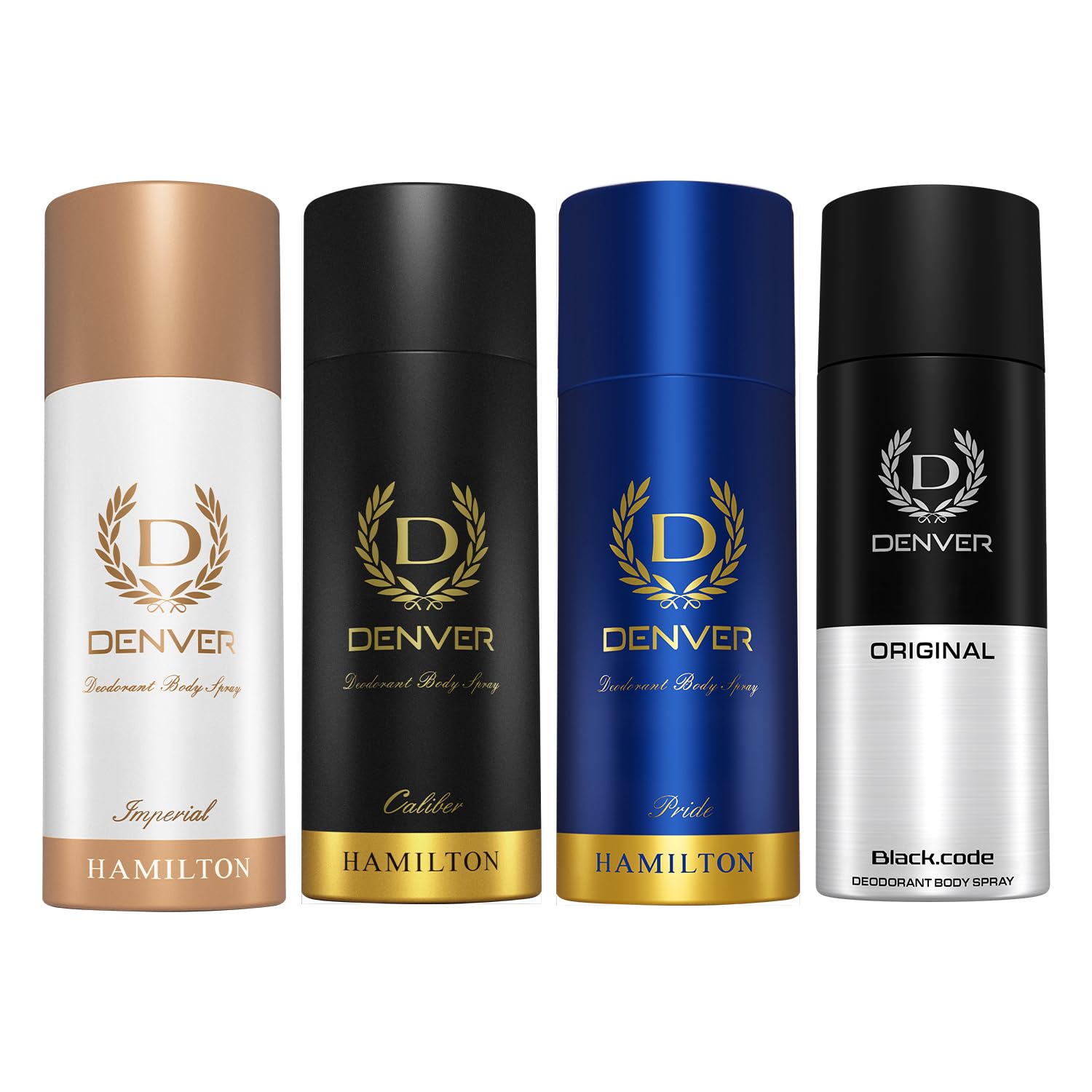 DENVER Hamilton, Honour, Pride & Prestige -200ML Each (Combo Pack of 4) | Long Lasting Deo Body Spray - For Men