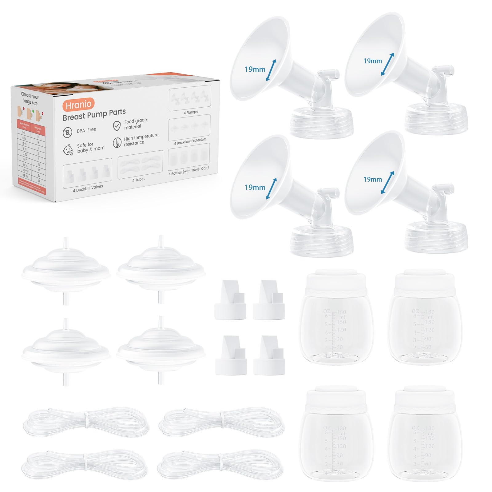 Parti di ricambio per tiralatte Spectra compatibili, 4 set (19 mm-4 pezzi)