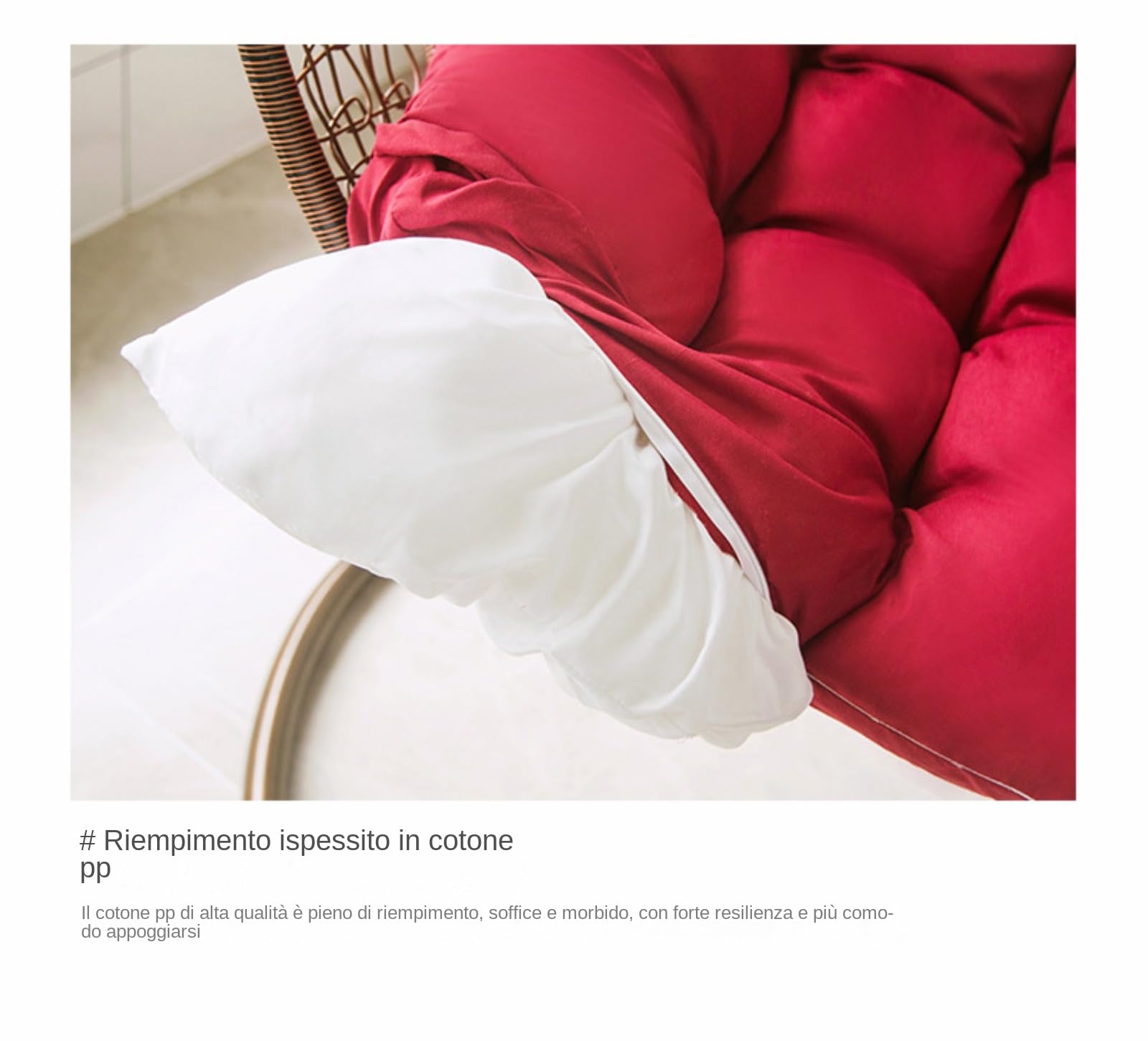 Cojín para silla con forma de huevo, cojín para sillón colgante, cojín para silla de ratán, cojín integrado, varias opciones de color, apto para jardines exteriores, columpios interiores, sofás (120 x