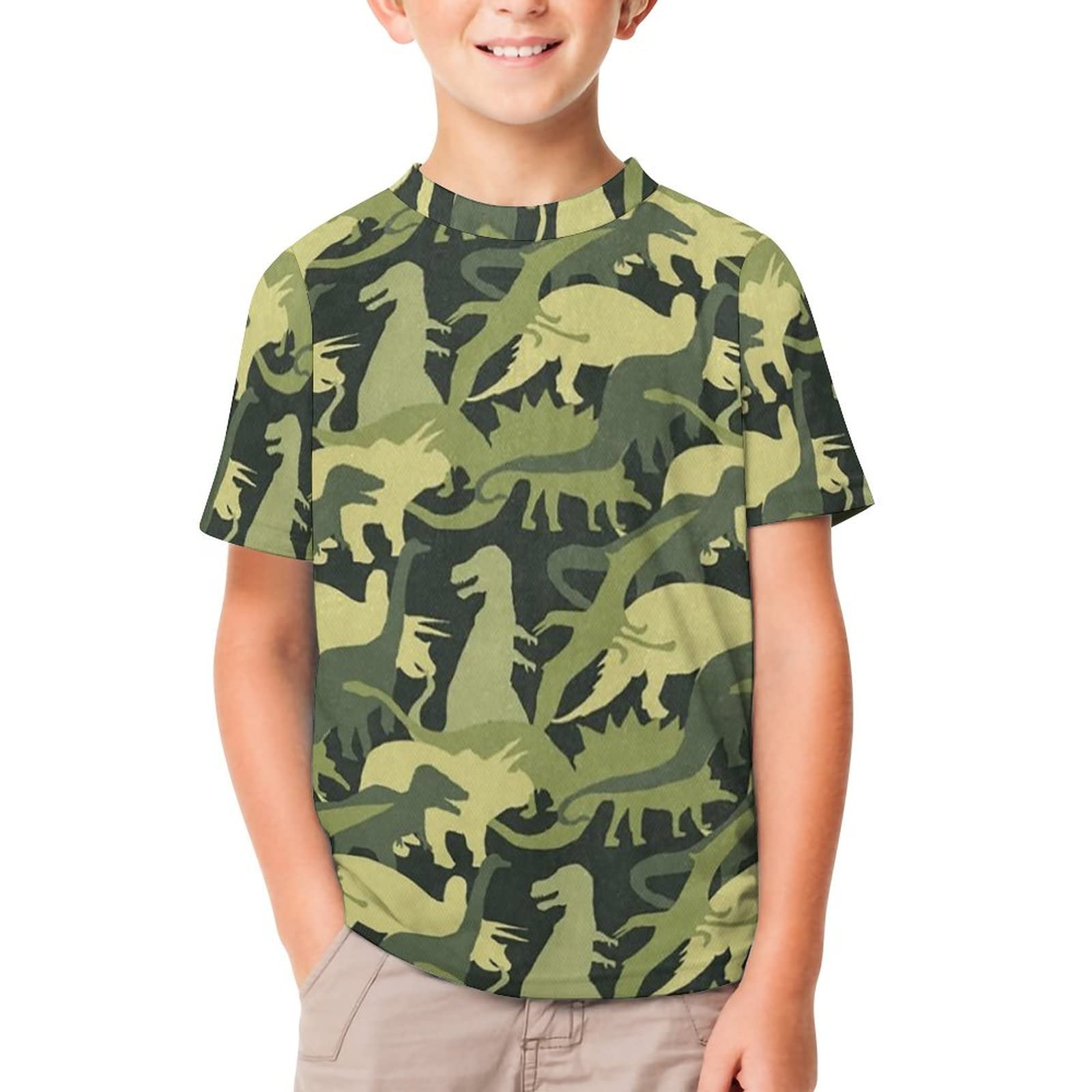 Amazon.co.jp: キッズ Tシャツ カモフラージュ 恐竜 迷彩柄 半袖 子供 