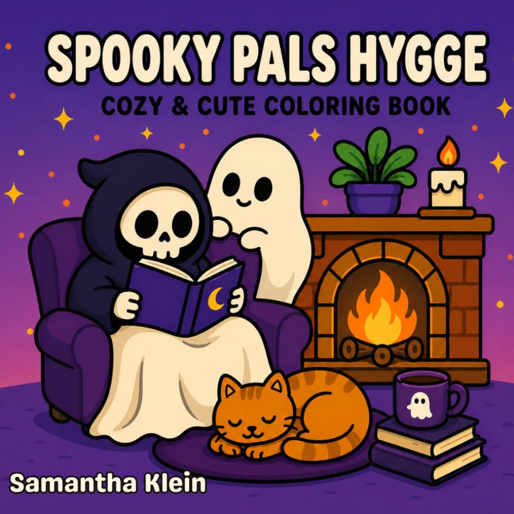 Spooky Pals Hygge - Cozy & Cute Halloween Bold & Easy Coloring Book for Kids and Adults: 40 Relaxing Designs in Ghostly Moments (Pals Series)