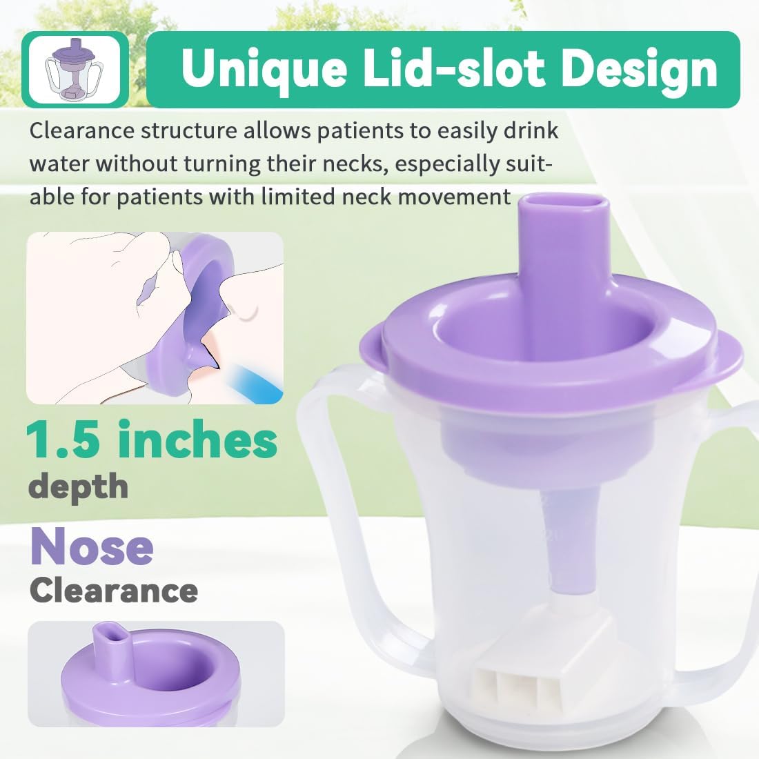 Dysphagia Regulating Drinking Cup,include 5cc,10cc and 15cc sip cup with cup holder and Carrying Chain,Flow Control Cup