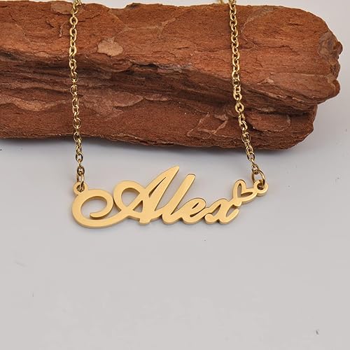 Vista 4 de HUAN XUN Collar personalizado con cualquier nombre para mujer en oro y plata