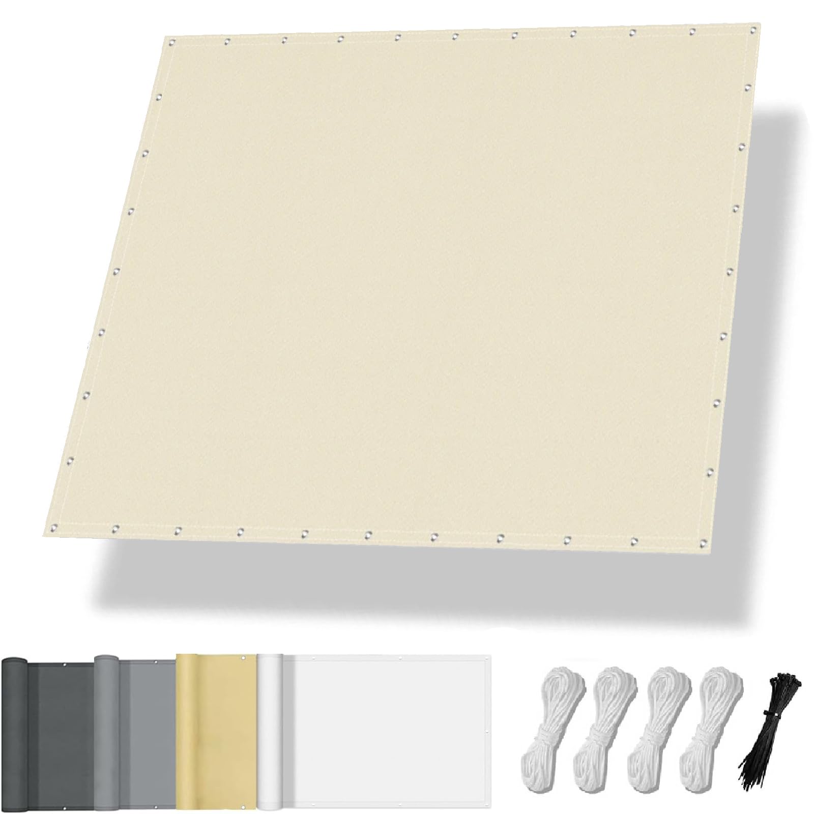 Toldo Vela de Sombra Impermeable 3.5x3.5m Rectangular Toldos Exterior Terraza Protección Rayos UV 95% Resistente al Desgarro para Terraza Balcon Patio Exteriores Jardín Césped (Beige)