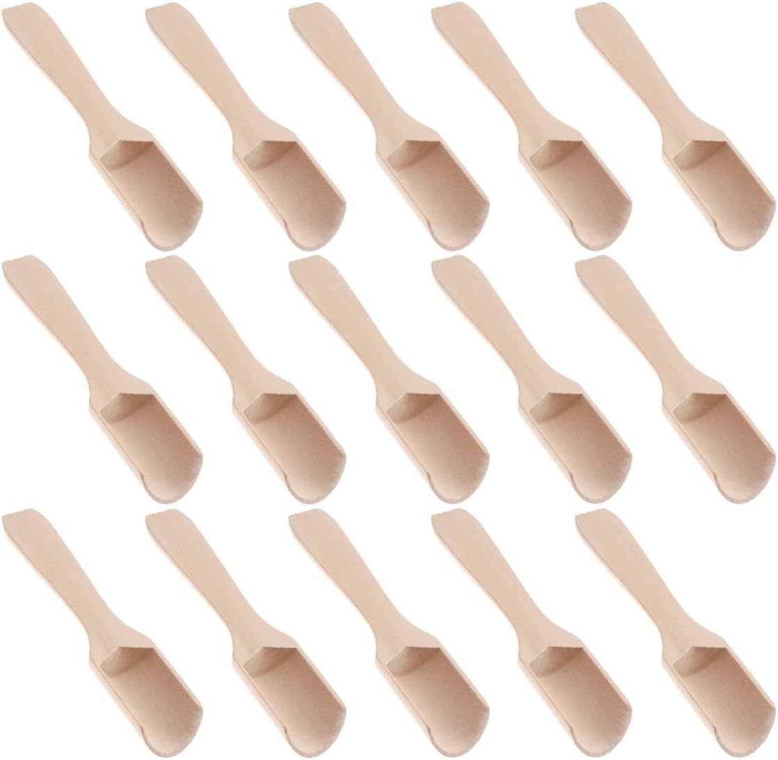 Hemoton 45pcs Salt Spoons Wooden Teaspoon Scoops for Tea Bath Salt Scoop Measuring Spoon