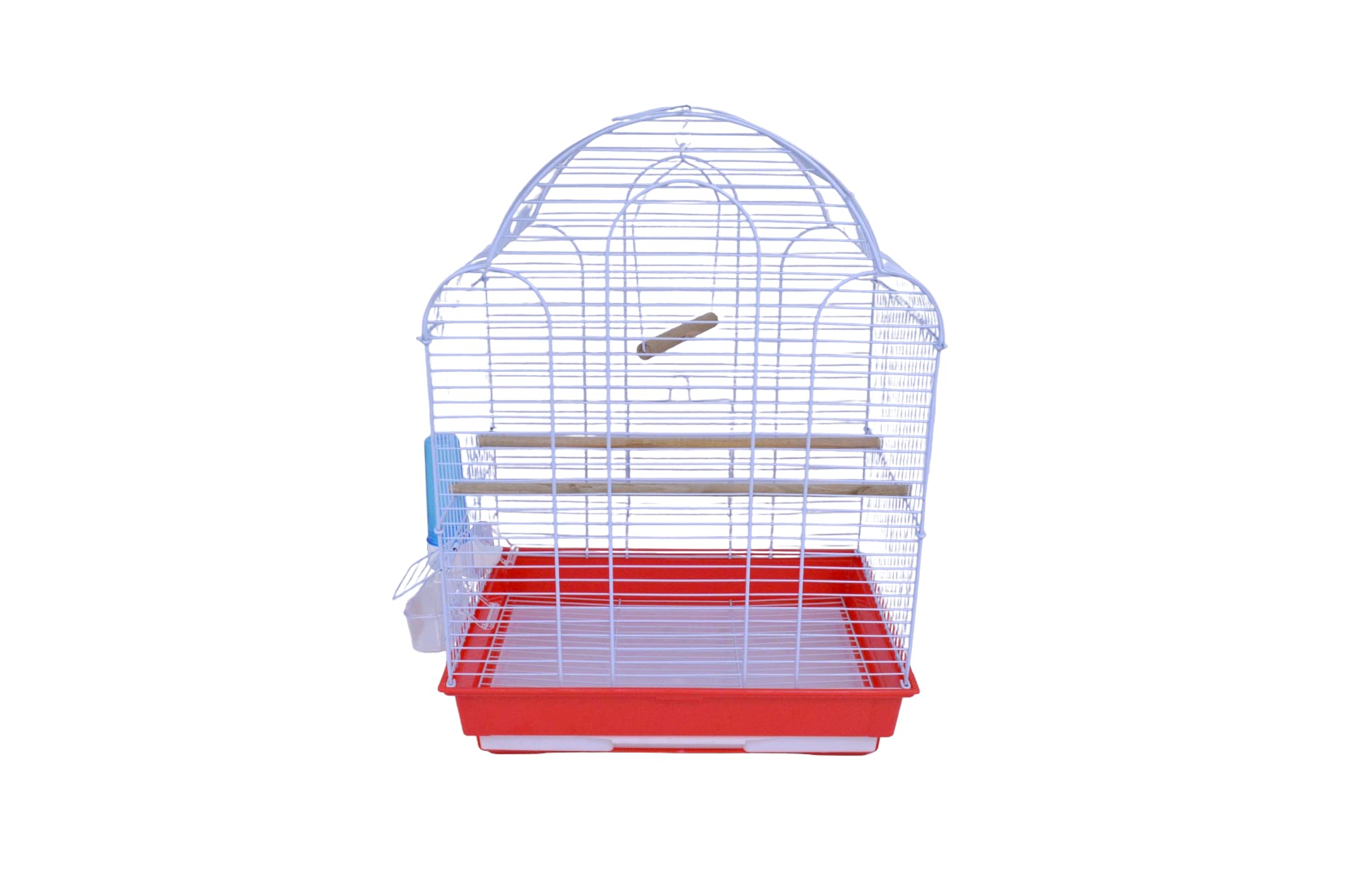 Pet's Solution - Gabbia per Uccelli come Canarini, Spaziosa e Robusta, con Fondo Estraibile, 1 Beverino, 2 Mangiatoie, 2 Posatoi in Legno e 1 Altalena - Rosso