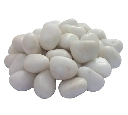 Color Stone Natural Marble Pebbles Tumble Garden Stones for Outdoor Indoor Pathway Aquarium Decoration (White, 4Kg)