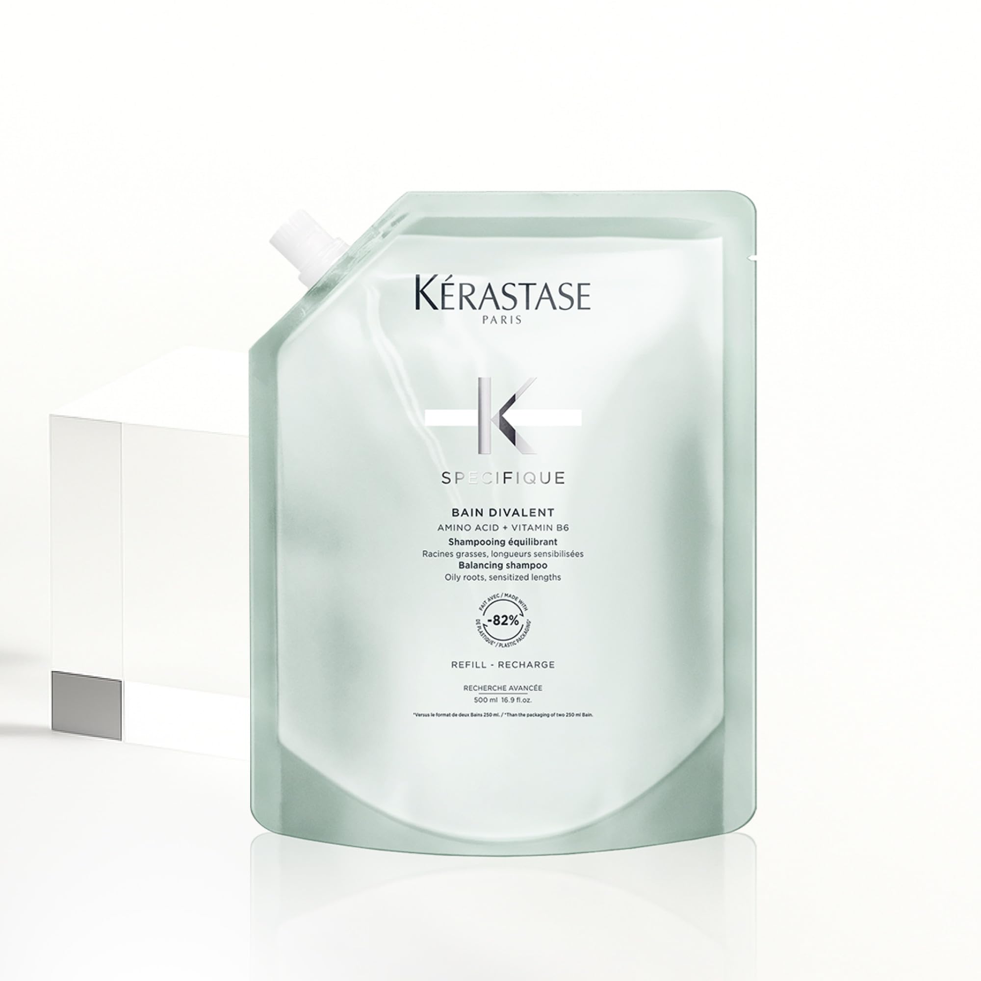 Kérastase, Spécifique, Ricarica Shampoo Riequilibrante, Per Radici Grasse & Capelli Sensibilizzati, Cuoio Capelluto Purificato, Con Amminoacidi e Vitamina B6, Bain Divalent, 500 ml