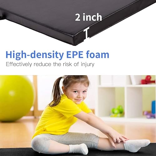 Miniatura 4 de BestMassage Tapete de gimnasia de 4 x 8 x 2 pulgadas, tapete de gimnasio, 4 tapetes plegables para gimnasia para interiores y exteriores, tapete de