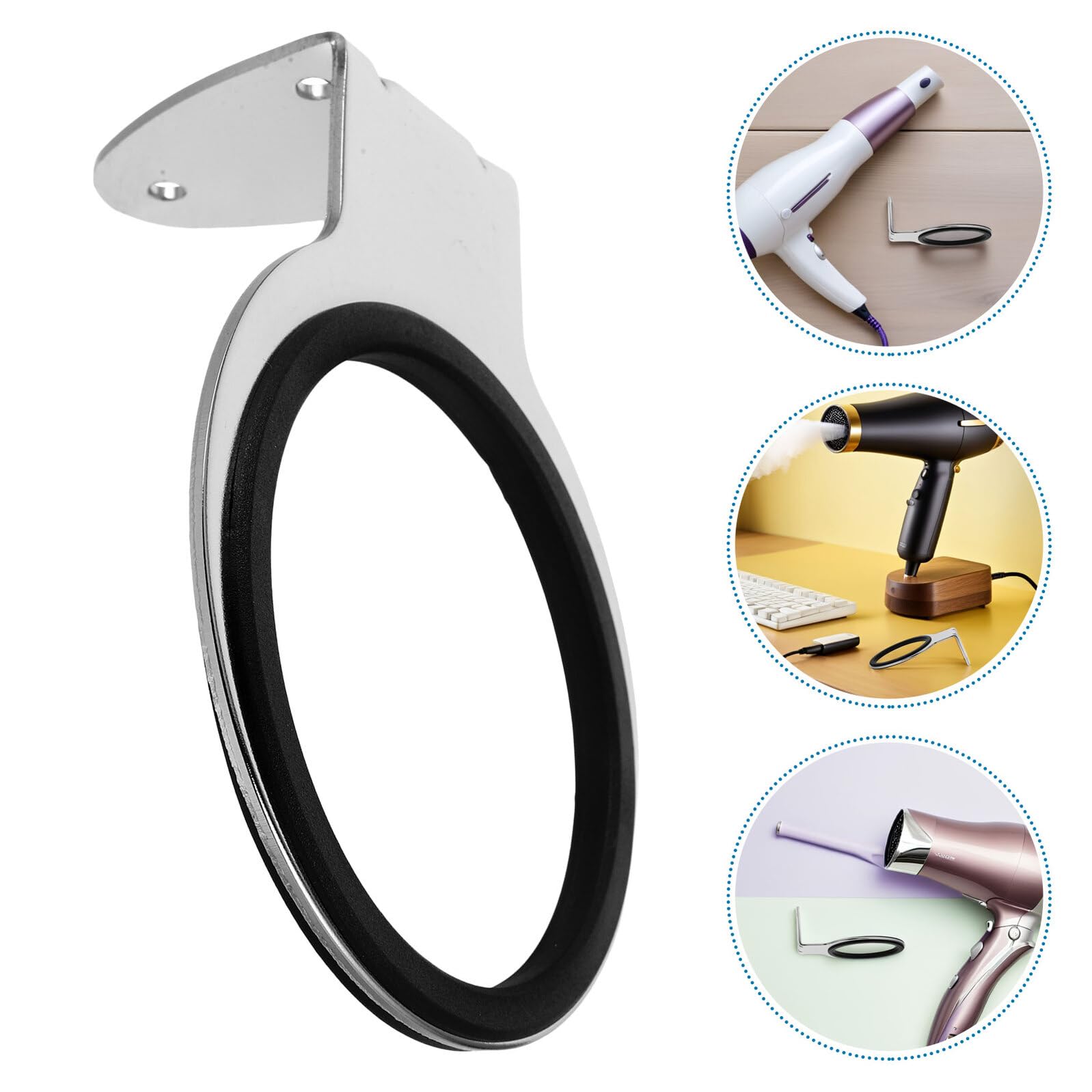 Soporte para Secador de Pelo de Acero Inoxidable 4 Unidades Organizador Montado en Pared para Salón y Baño Estante para Peinar el Cabello Ranuras Múltiples Compatible con