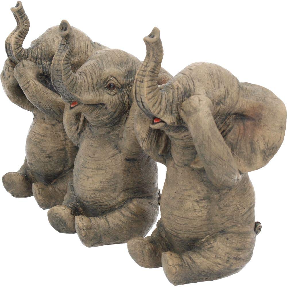 Nemesis Now Three Wise - Figura decorativa (16 cm), diseño de elefantes, color gris