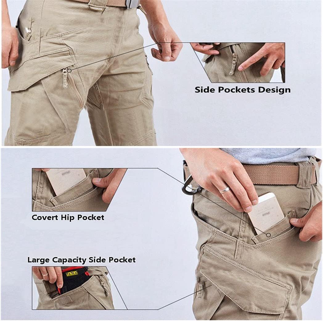 KEHAIOO Men Casual Tactical Pants, SWAT Combat Trousers, Army Military Pants, Outdoors Cargo Cotton Trousers