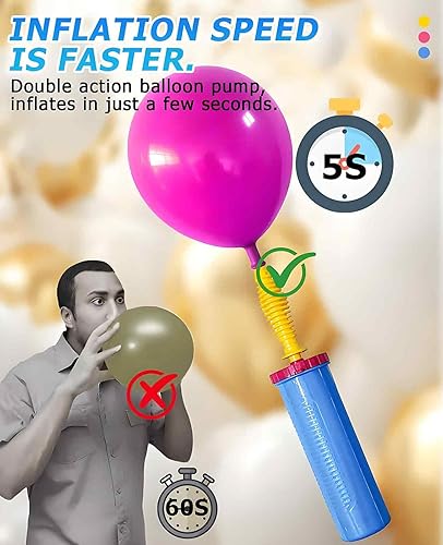 Miniatura 2 de Bomba de globo manual de 5 piezas, bomba manual de doble acción bidireccional para globos de aluminio de animales pequeños